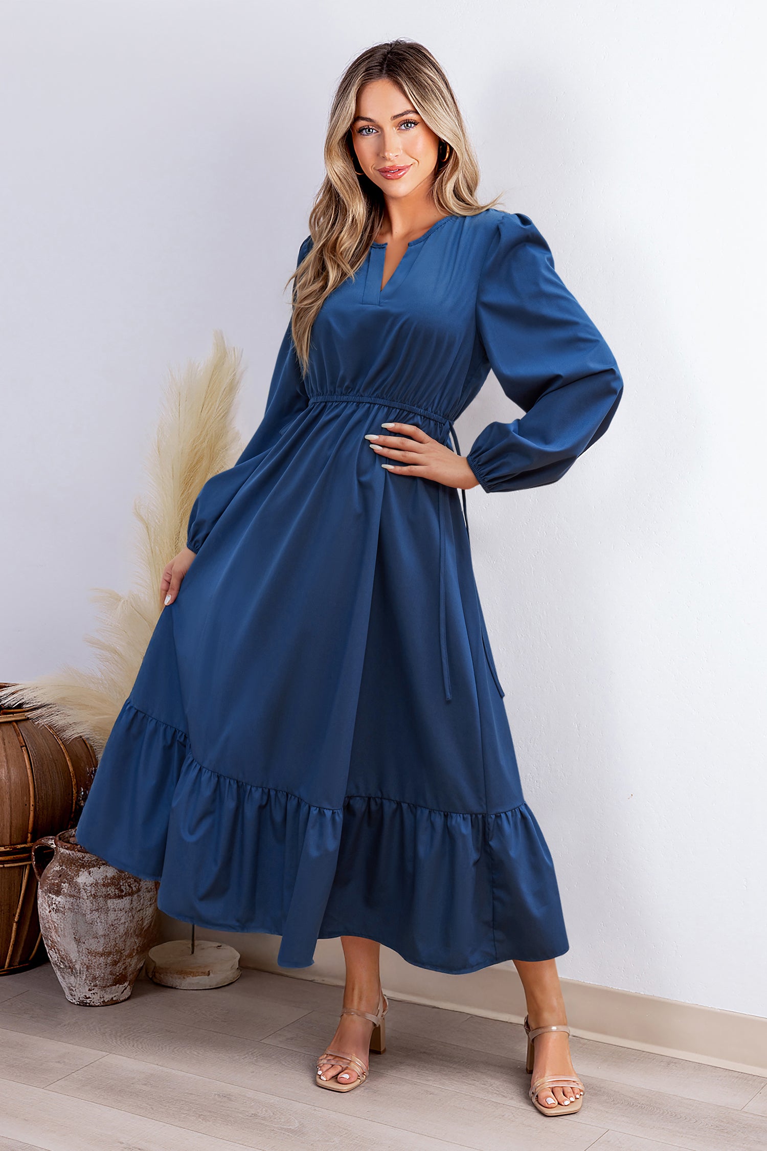 Moonlit Avenue Blue Maxi Dress