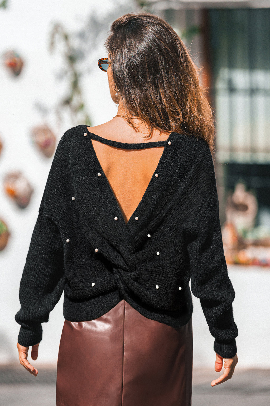 Finest Pearls Black Sweater