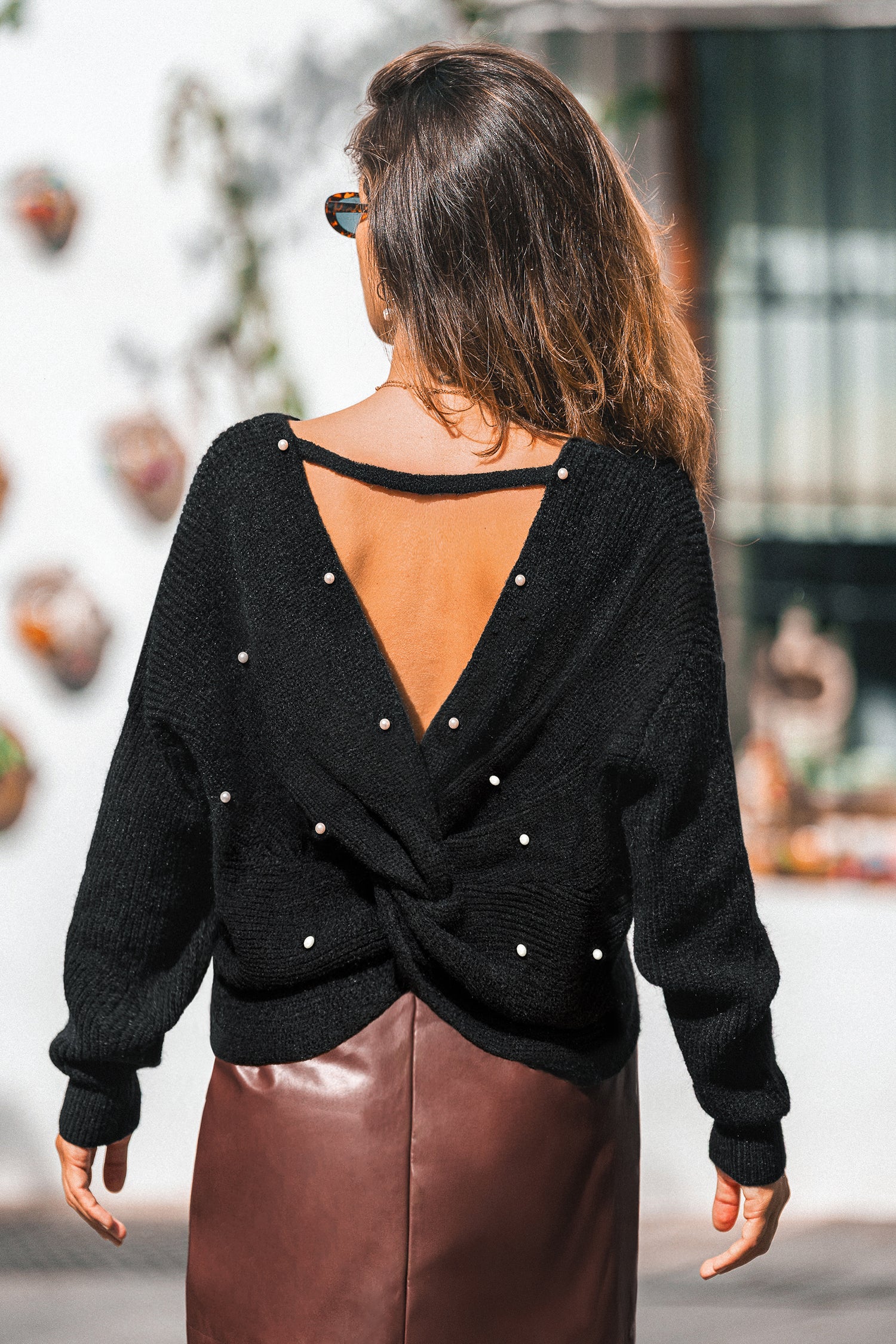 Finest Pearls Black Sweater