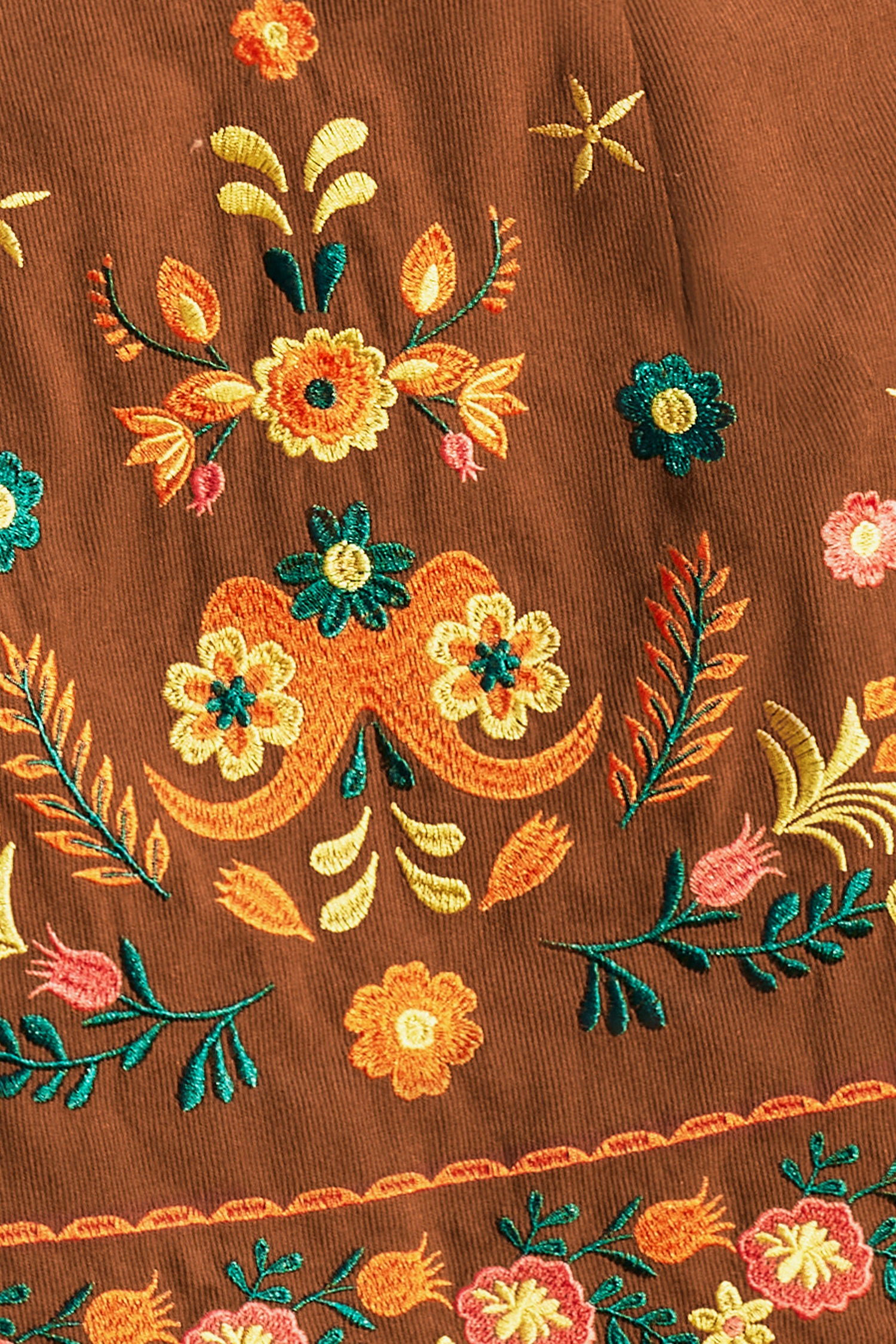 Floral Frontier Brown Mini Skirt