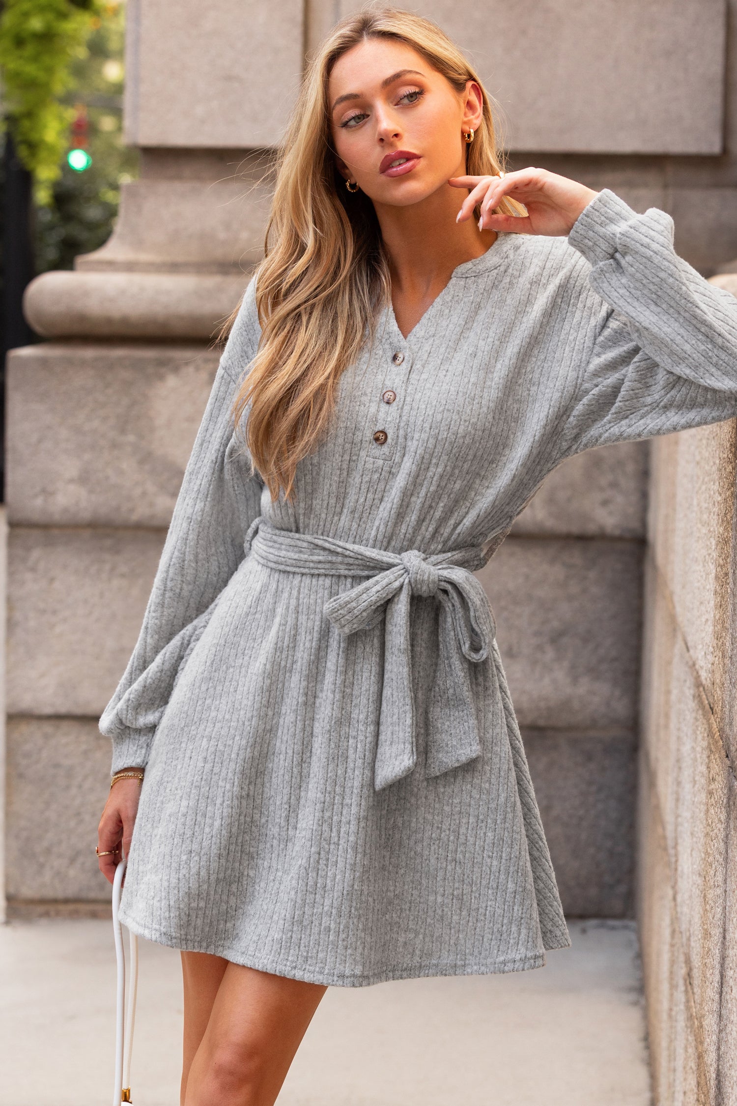 All in Good Time Grey Mini Dress
