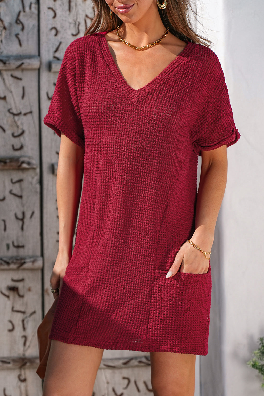 Just Blushing Red Cover-Up Mini Dress