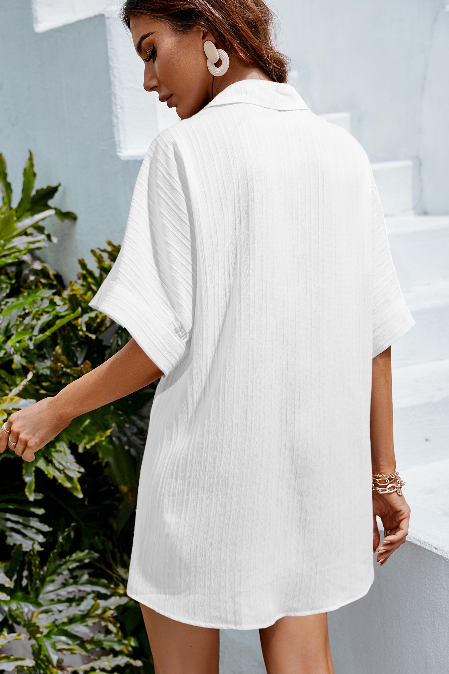 Stepping Out White Cover-Up Mini Dress