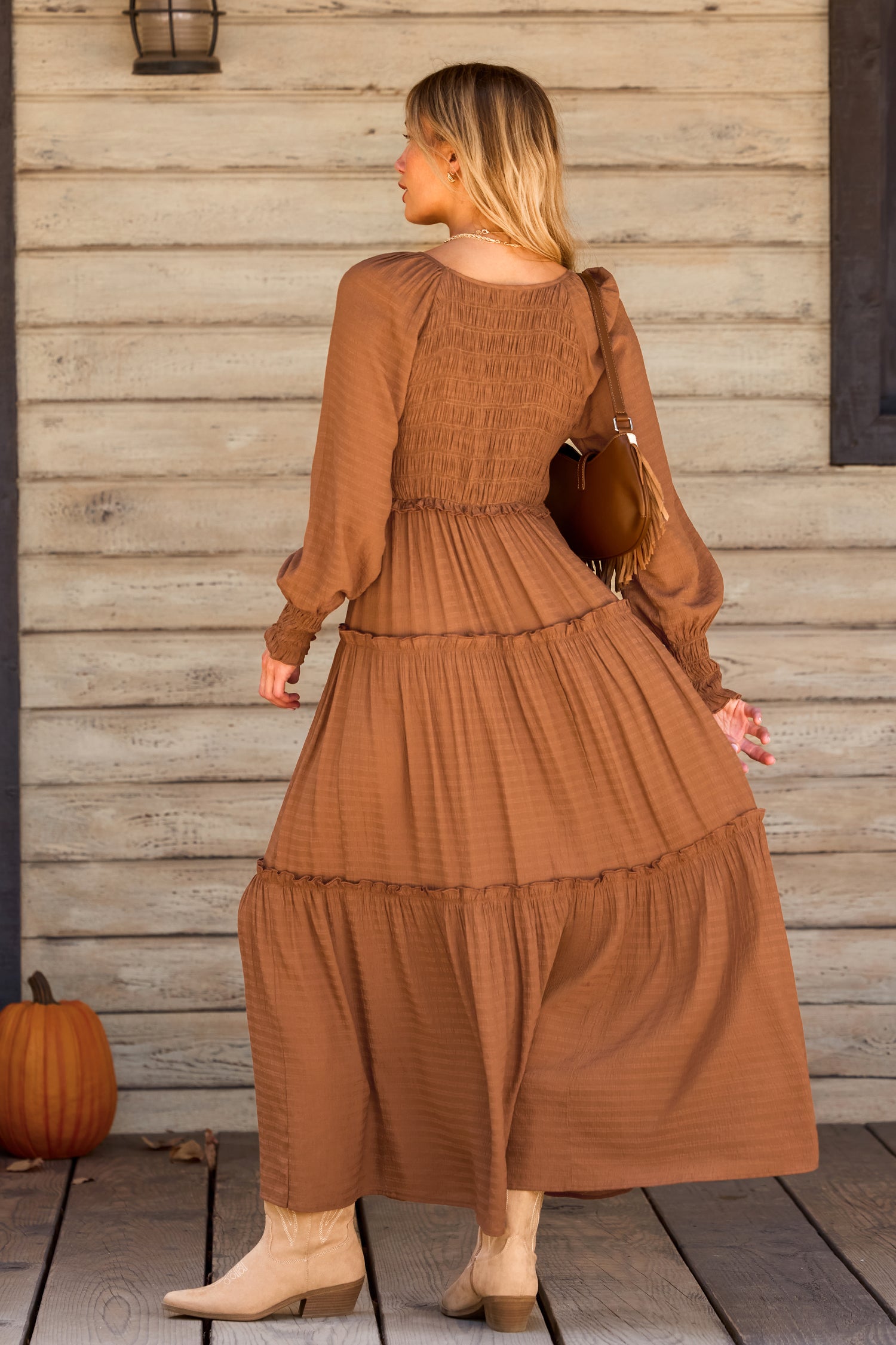 Rustic Charm Orange Maxi Dress