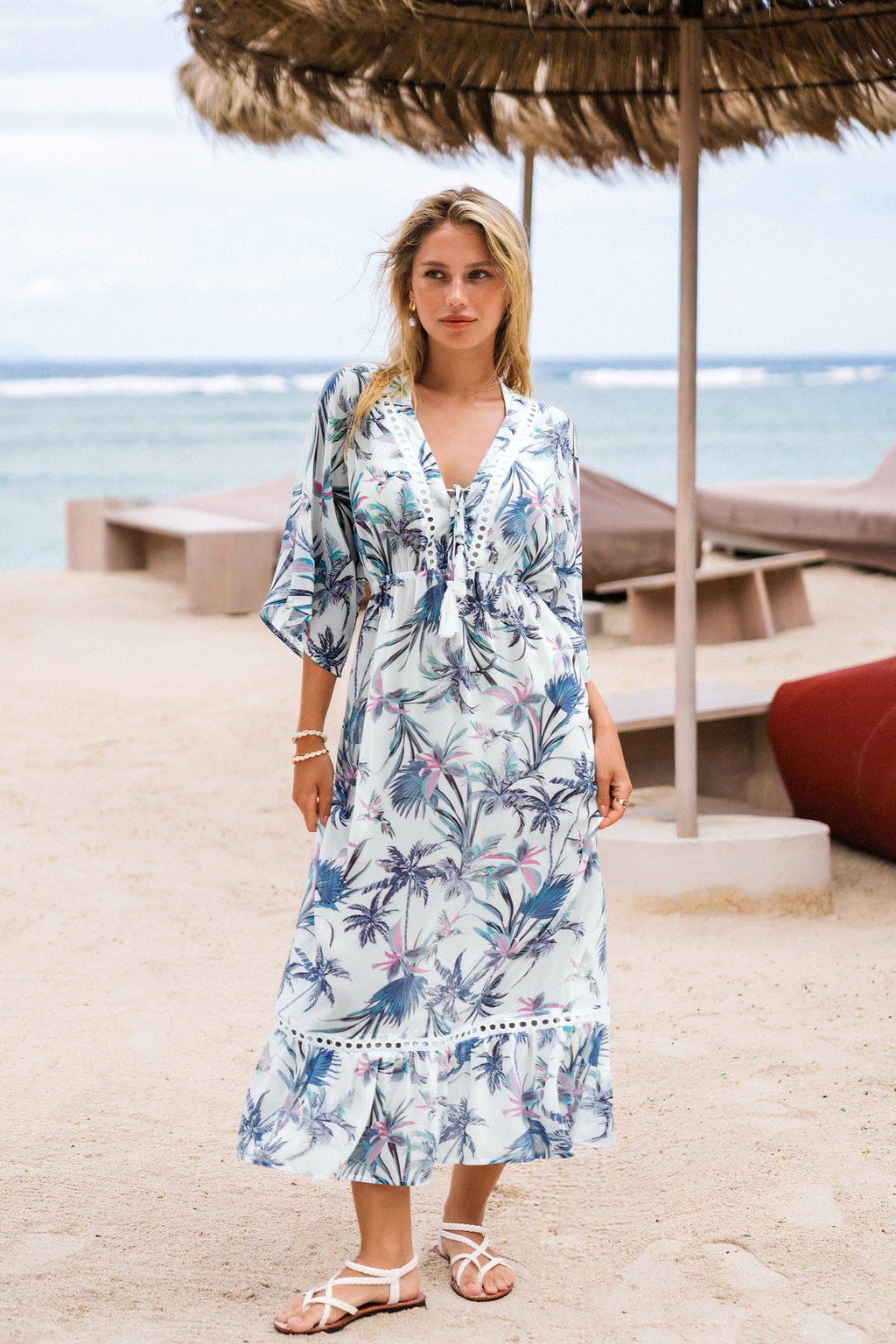 Meadow Breeze Tropical Cover-Up Maxi Dress