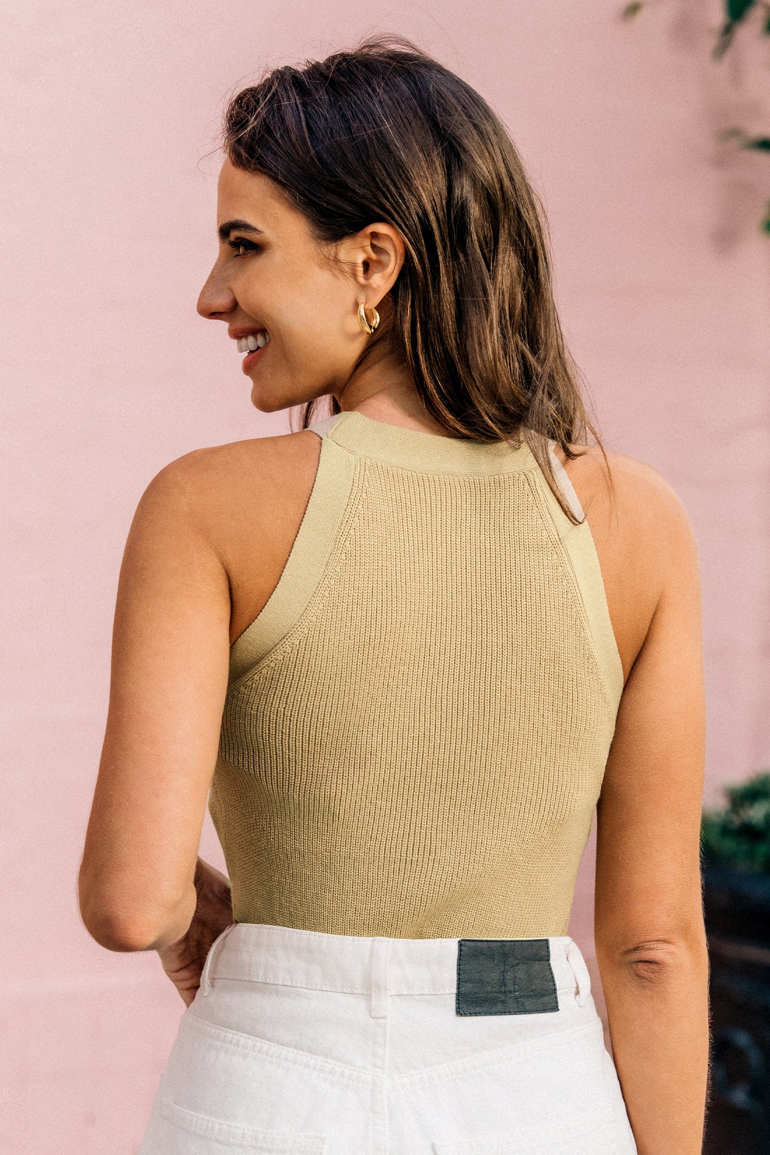 Ribbed Knit Round Neck Tank Top
