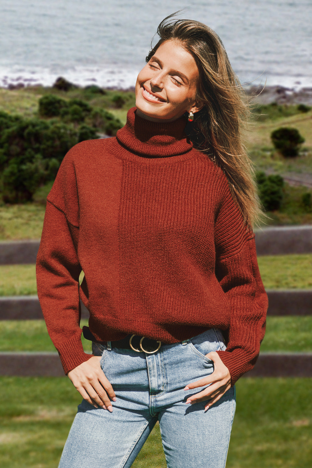 Red Long Sleeve Turtleneck Sweater