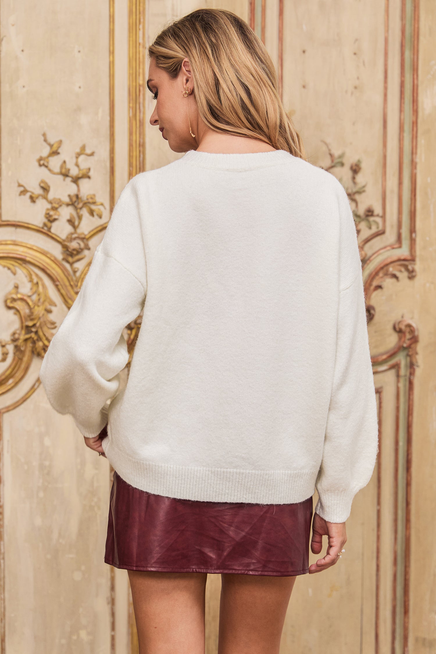Soft Floral White Sweater