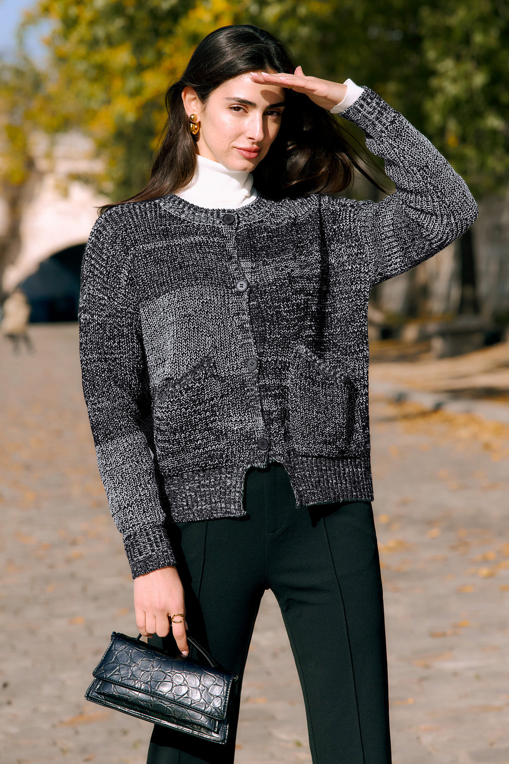 Grey Button Up Stockinette Cardigan