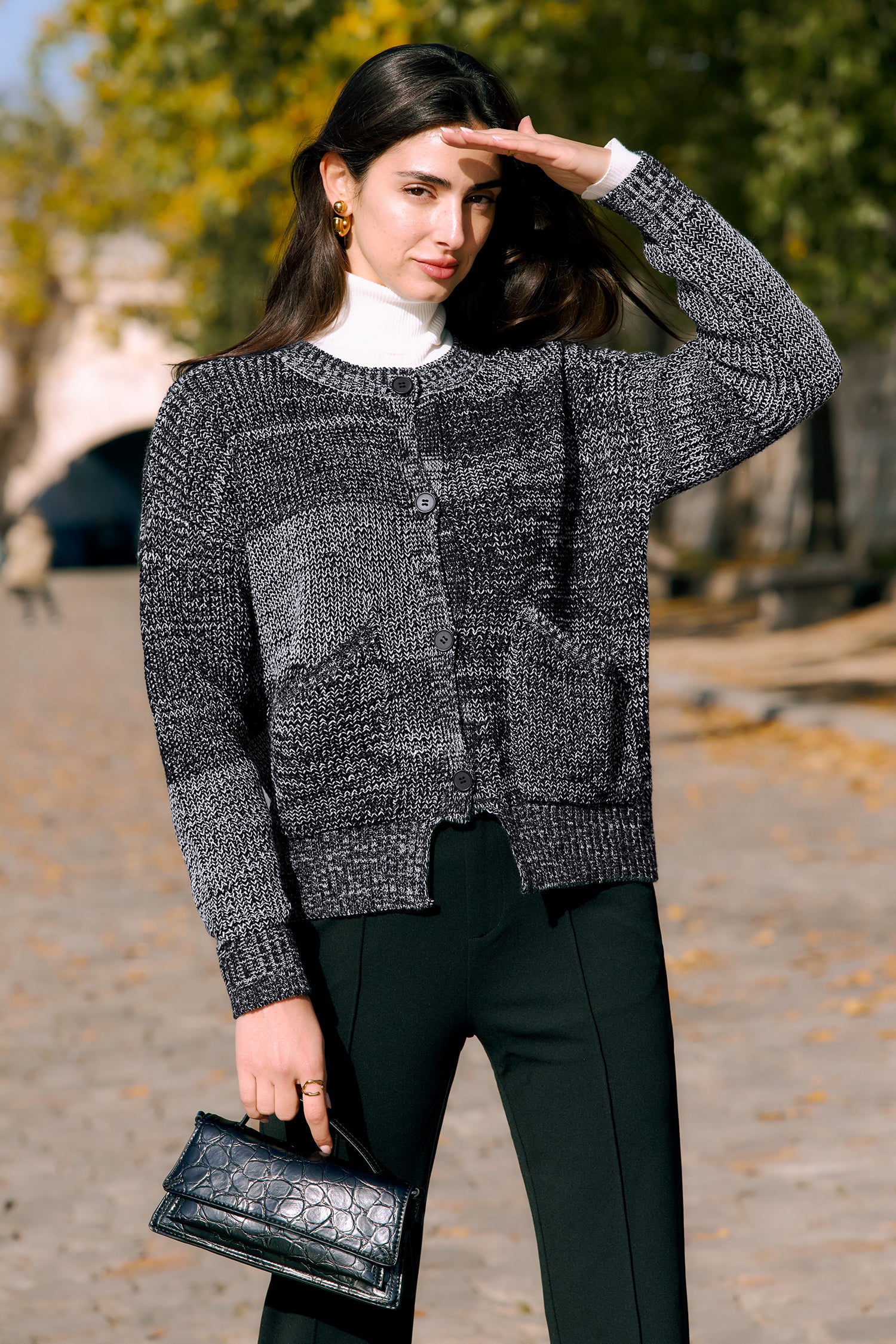 Grey Button Up Stockinette Cardigan