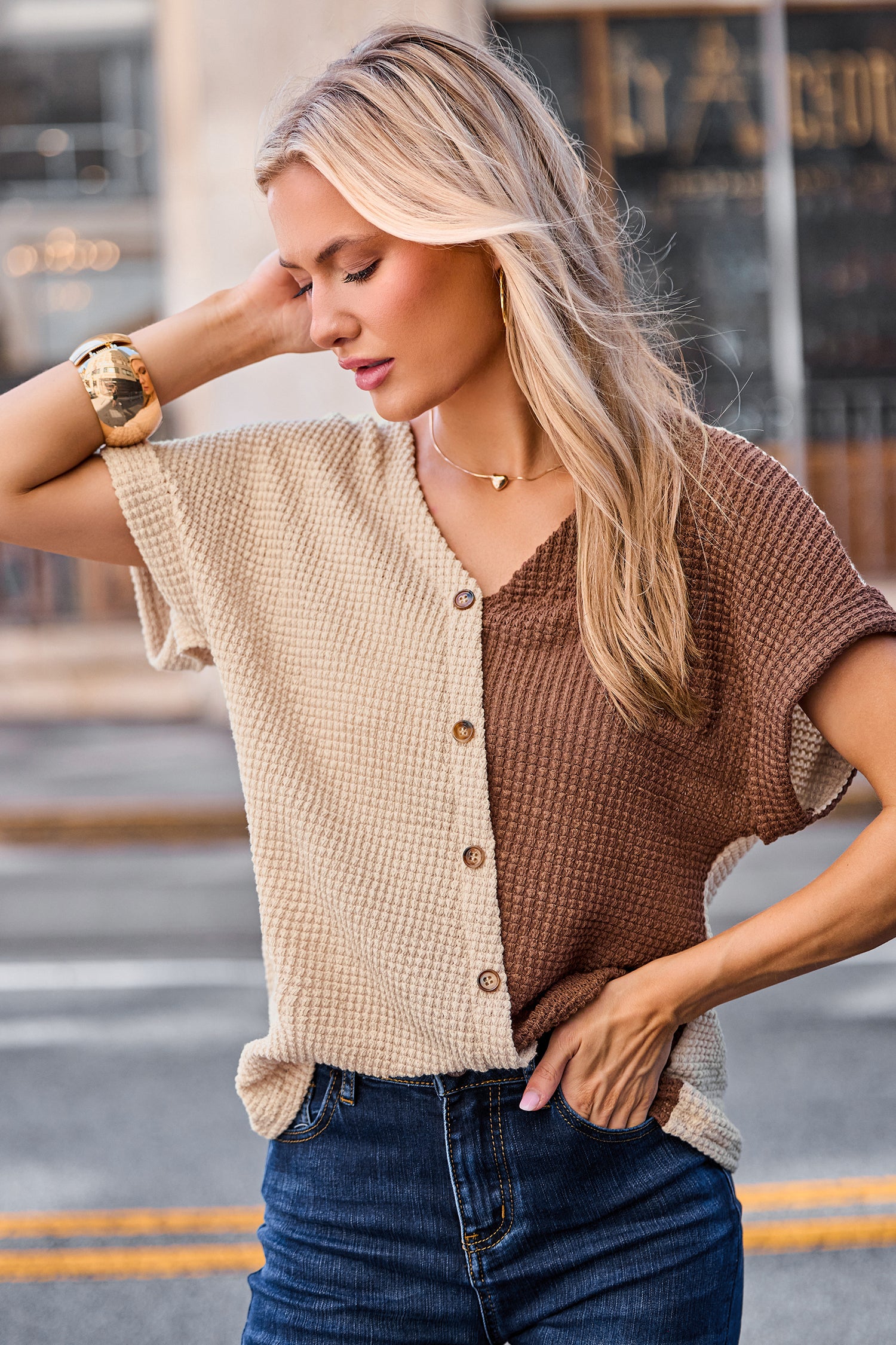Cafe Break Colorblock Top