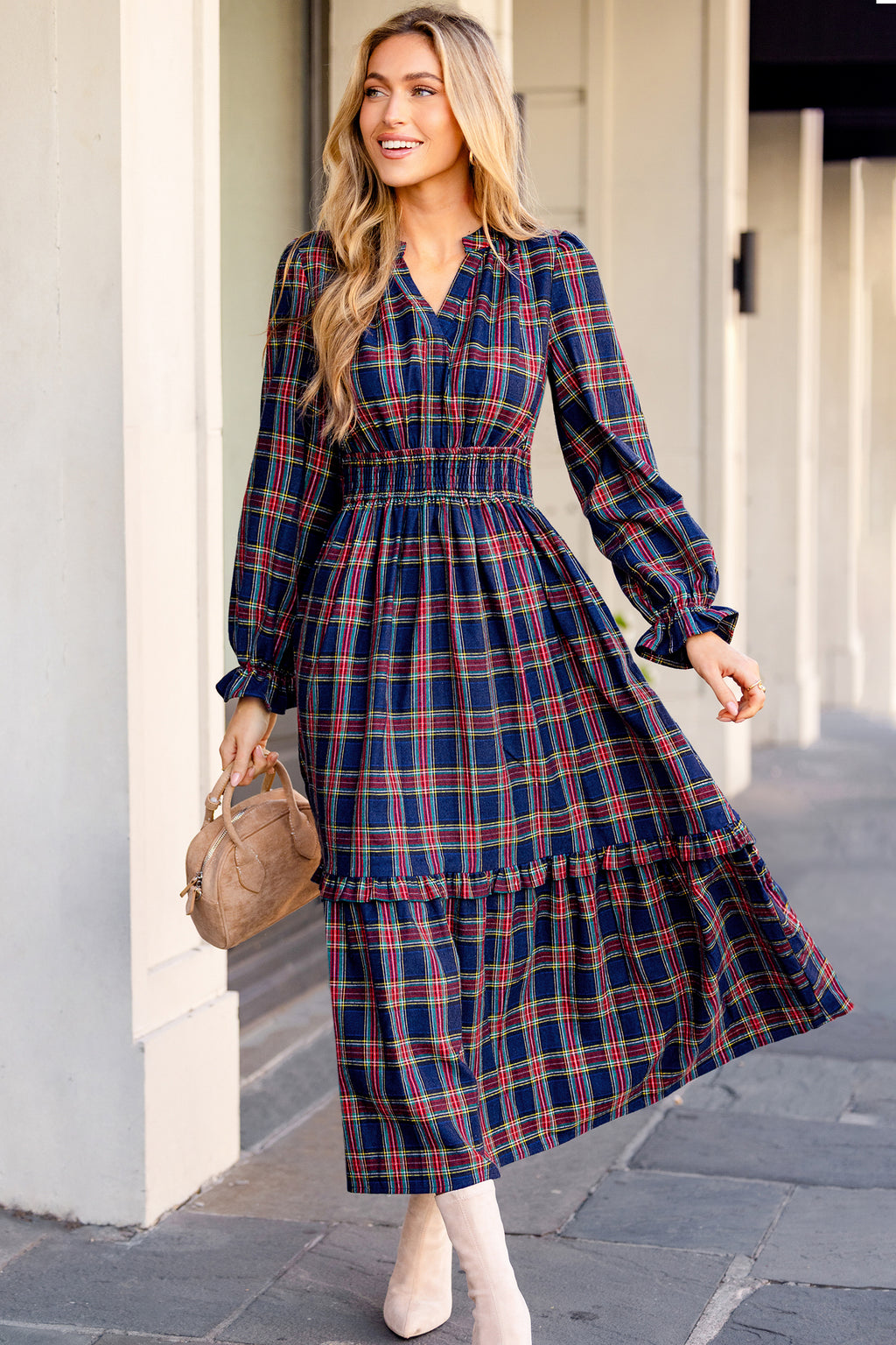 Going Places Plaid Maxi Dress