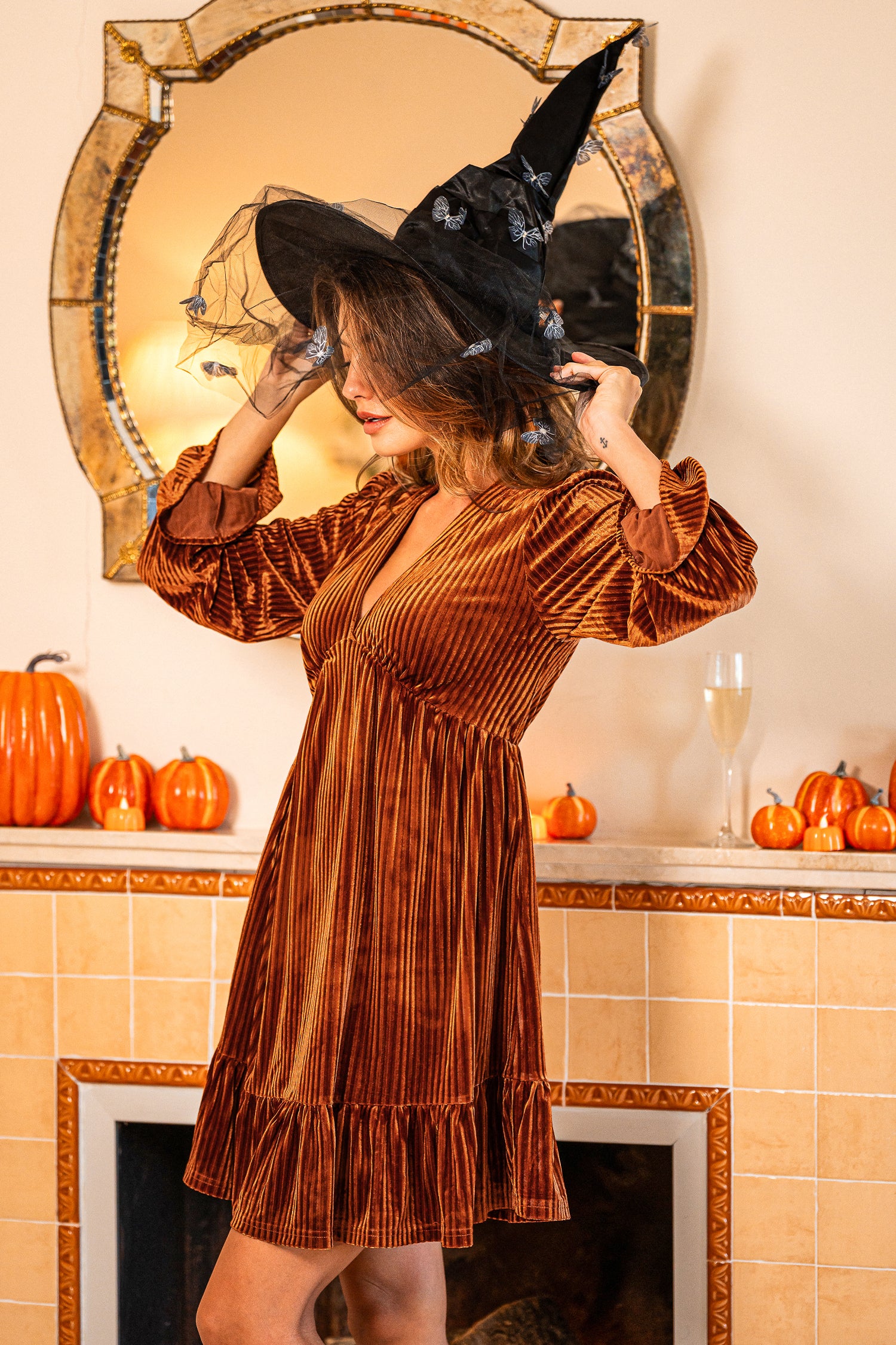 Night Glow Brown Mini Dress