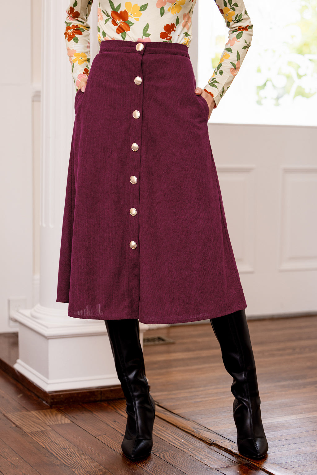 Crush On You Red Midi Skirt