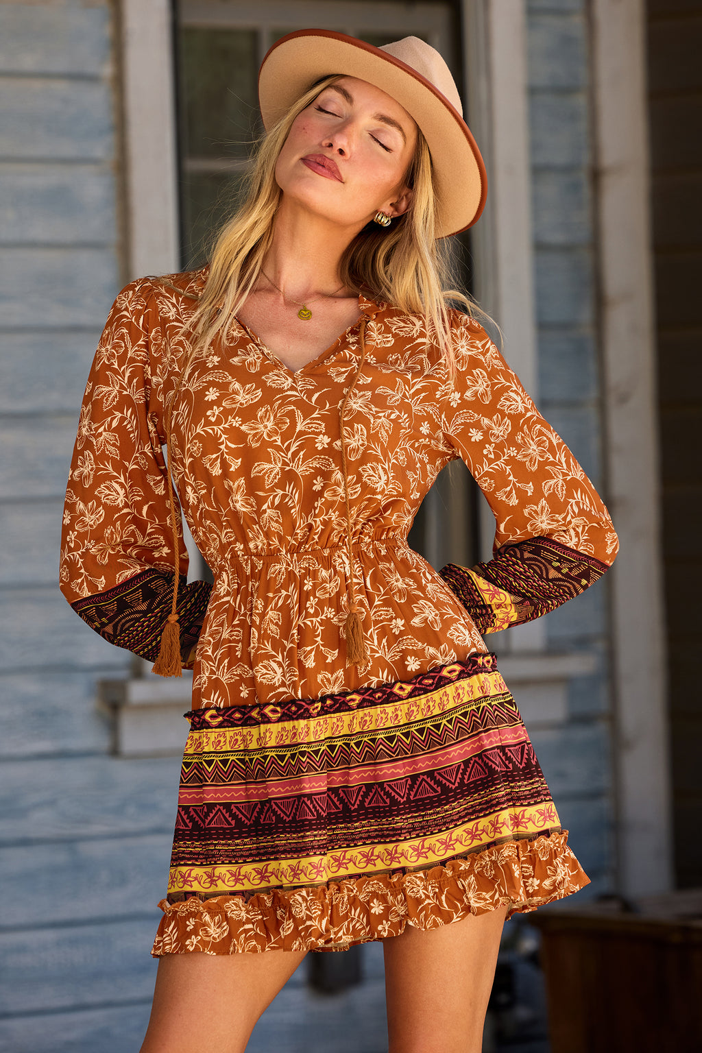 Sunset Blooms Floral Mini Dress