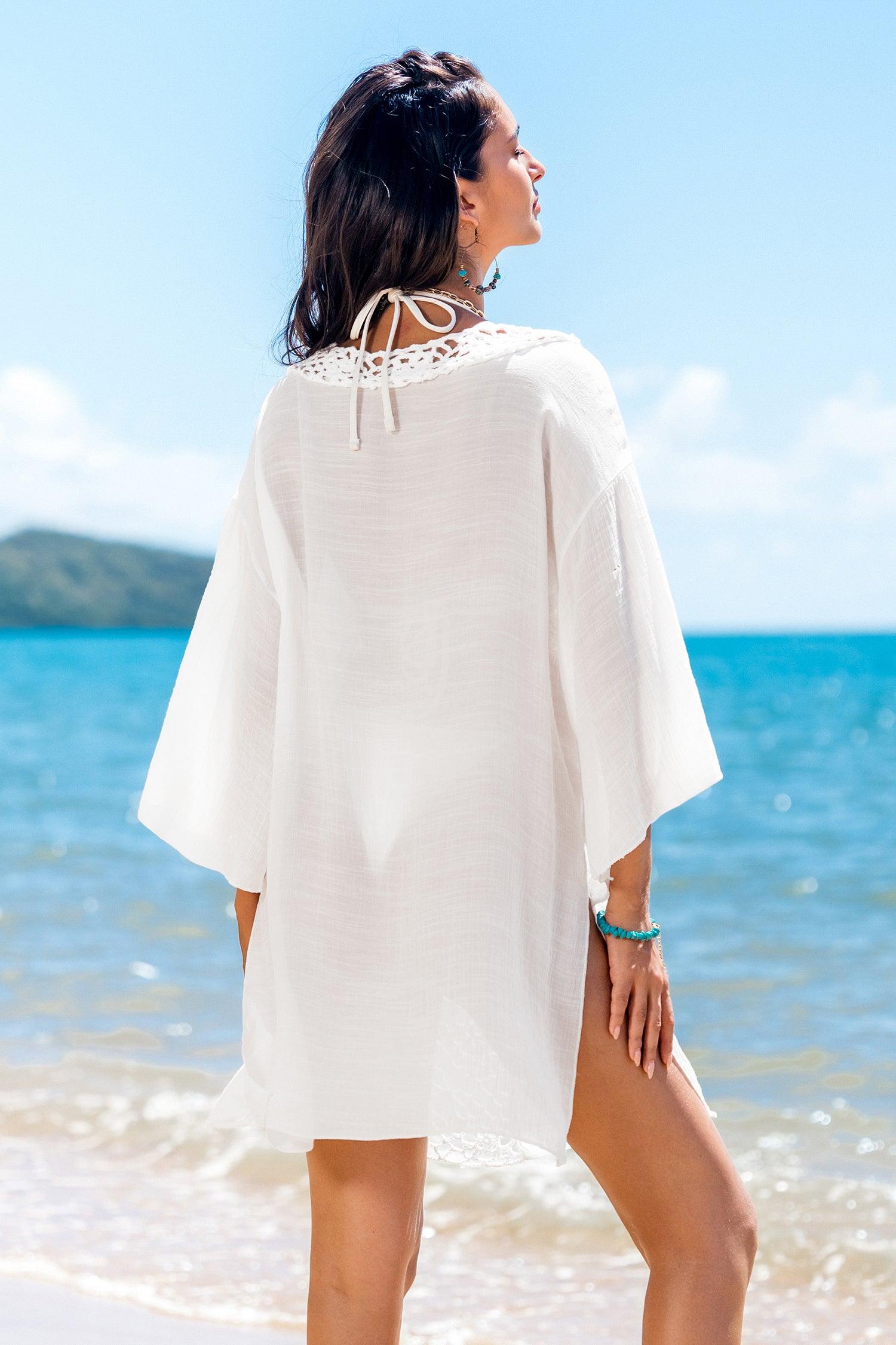 Coastal Air White Cover-Up Mini Dress