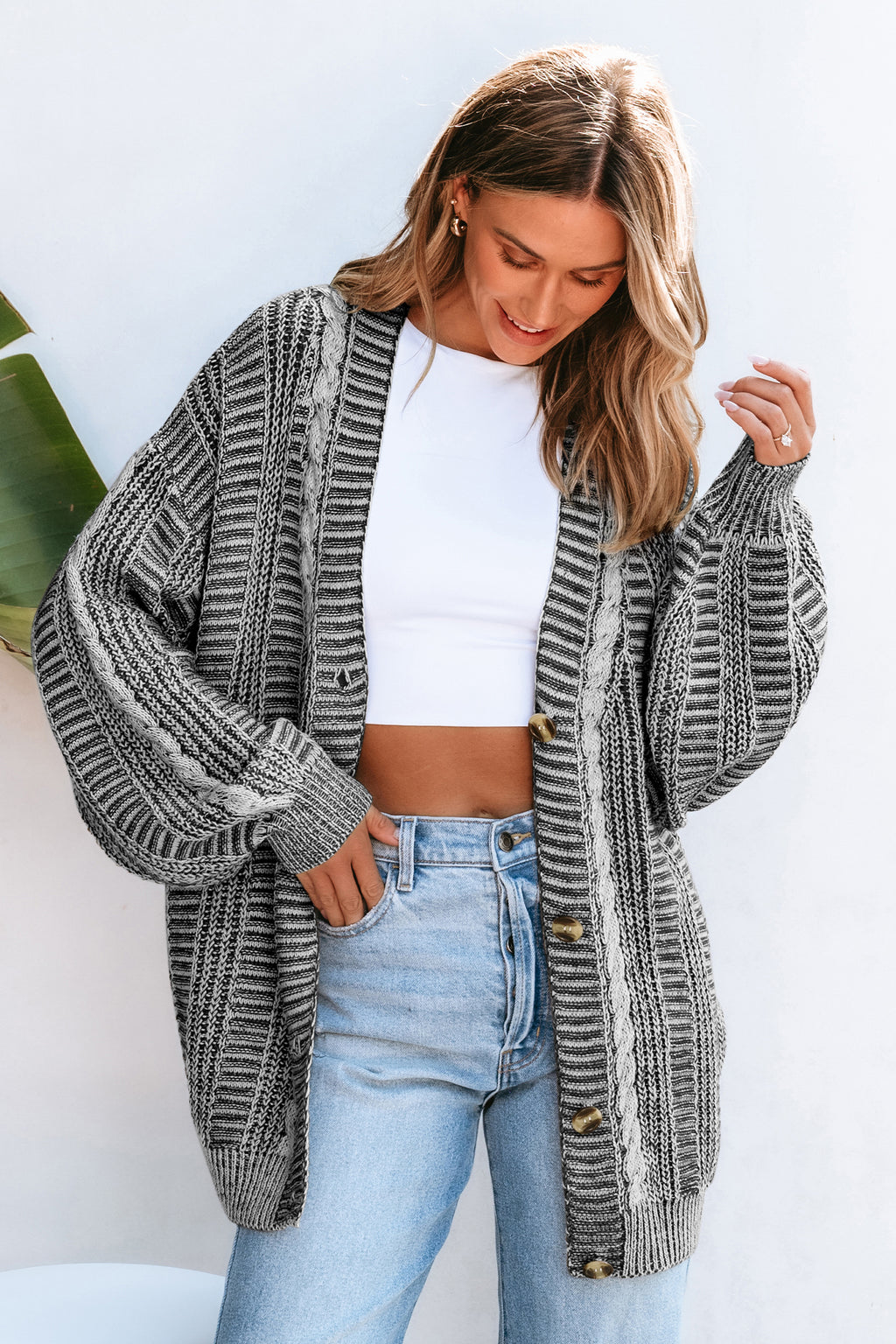 Piano Whisper Cable Knit Cardigan