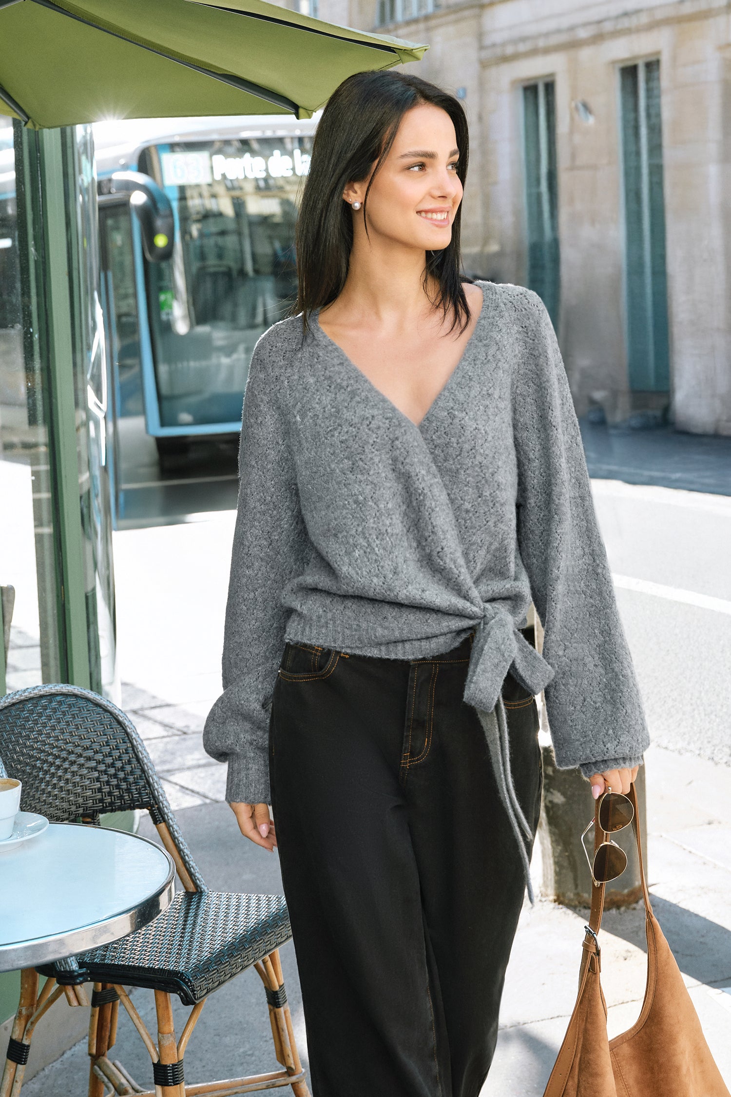 Falling For You Grey Sweater