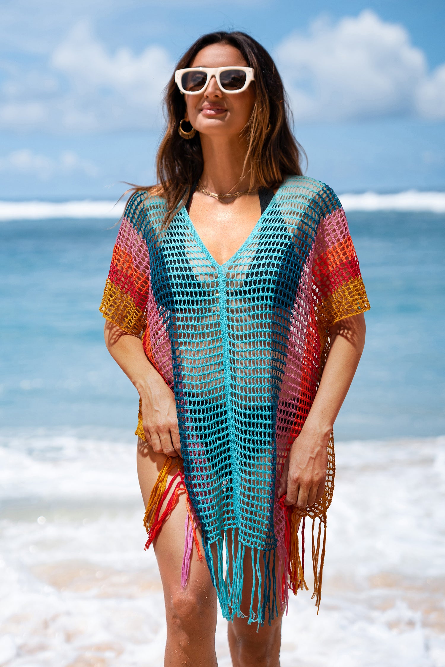 Splash of Sunshine Striped Cover-Up Mini Dress