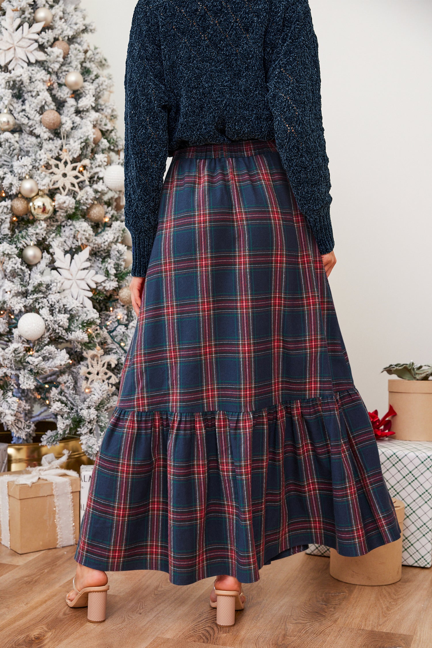 No Drama Plaid Maxi Skirt