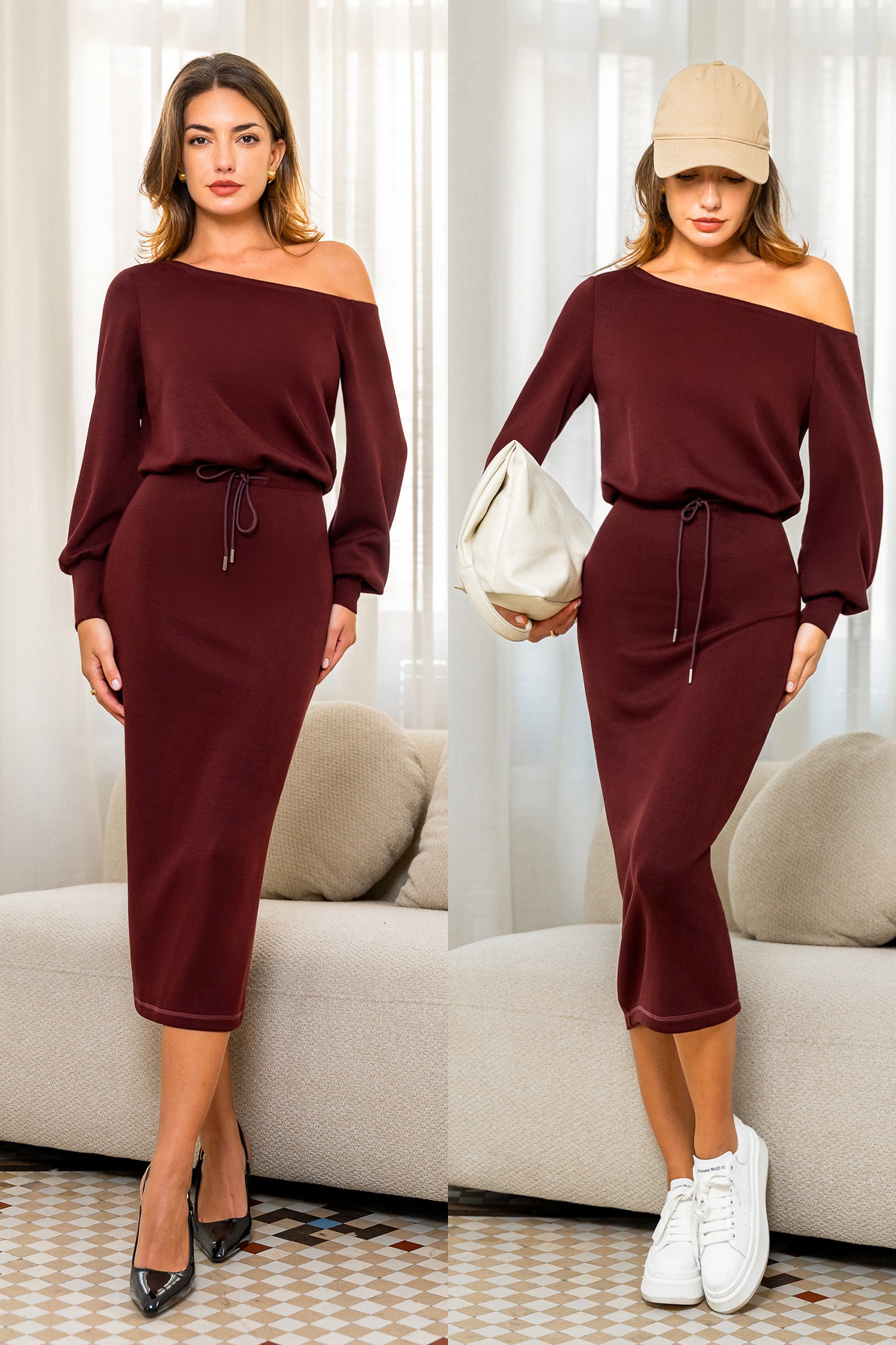 Front & Center Red Midi Dress