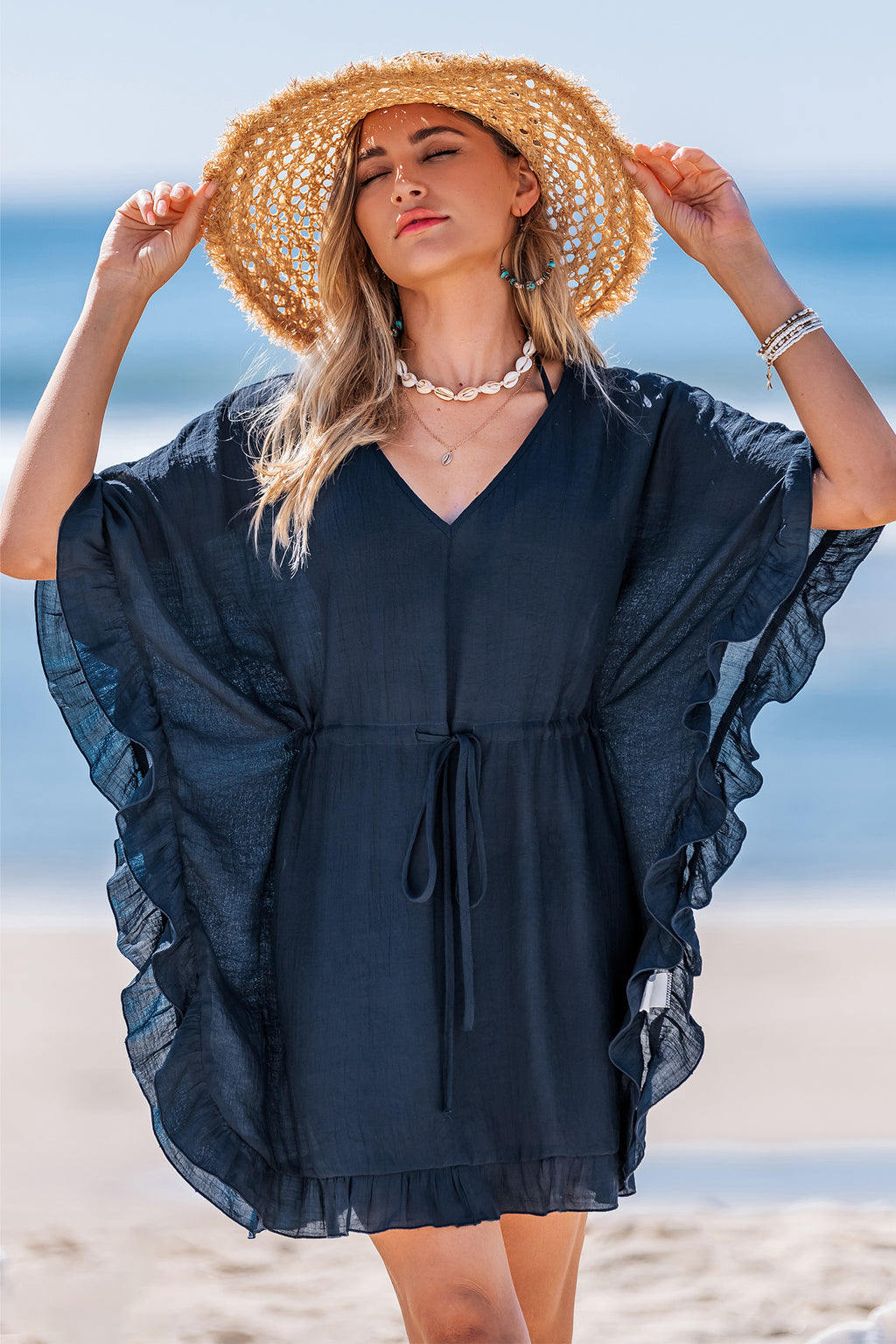 Twirl-Worthy Blue Cover-Up Mini Dress