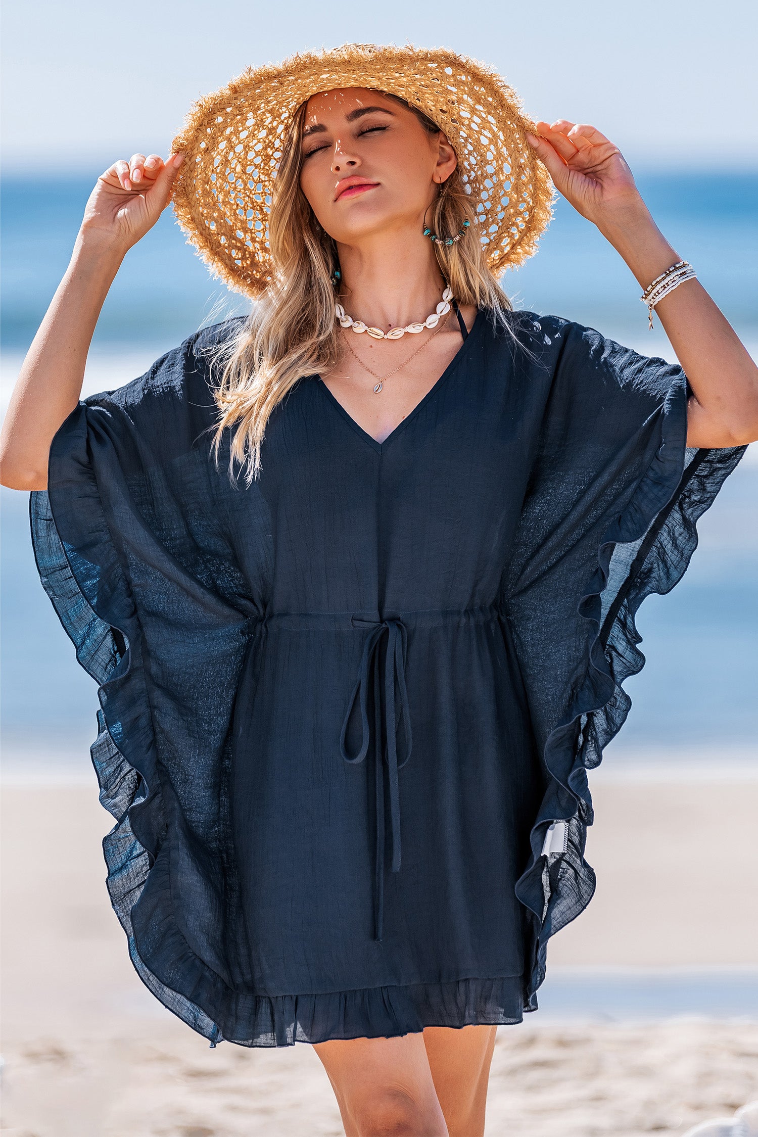 Twirl-Worthy Blue Cover-Up Mini Dress