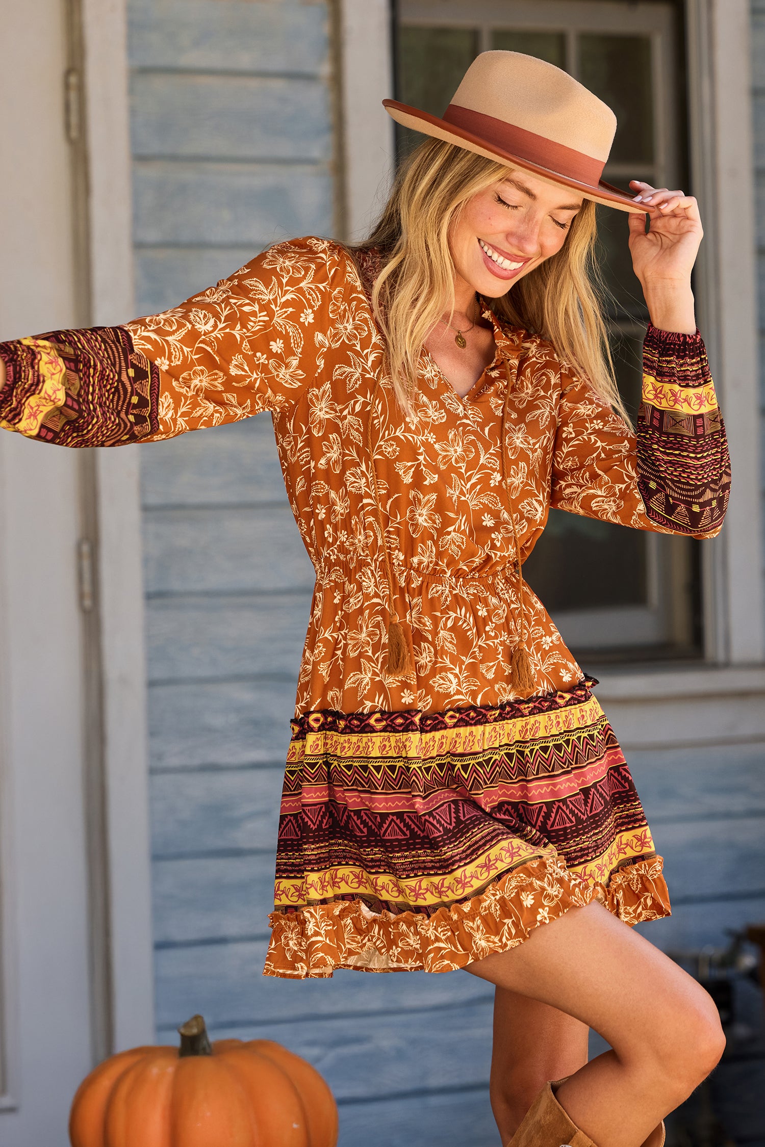 Sunset Blooms Floral Mini Dress