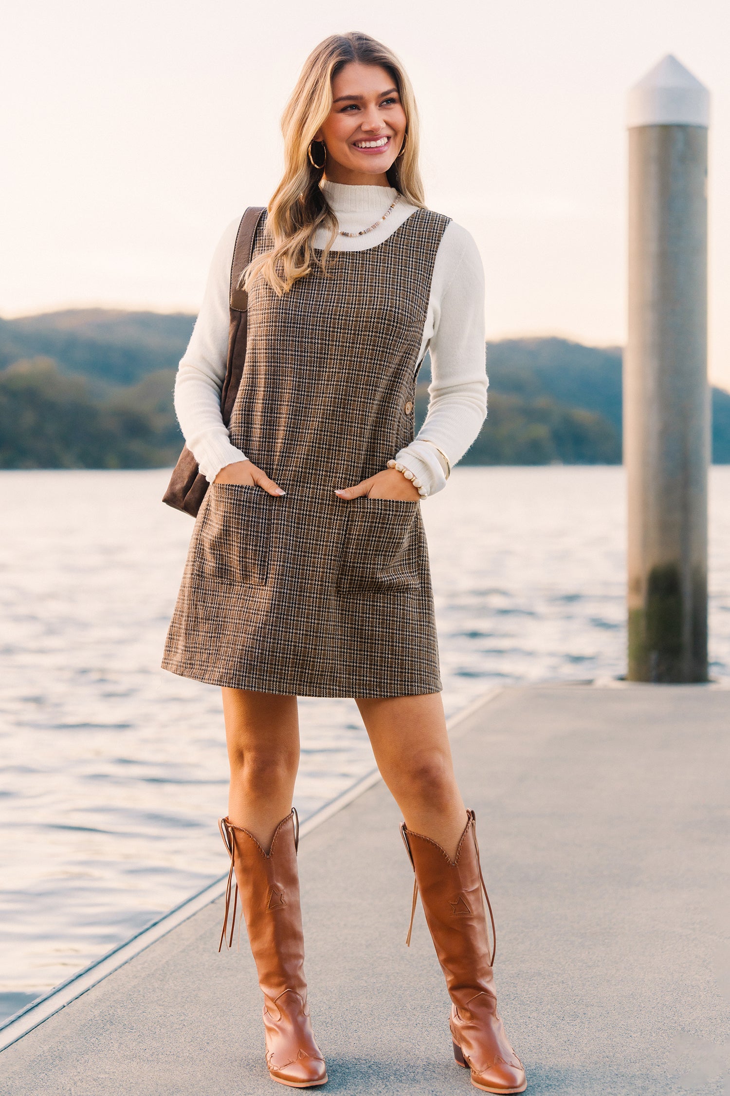 Cafe Mood Plaid Mini Dress