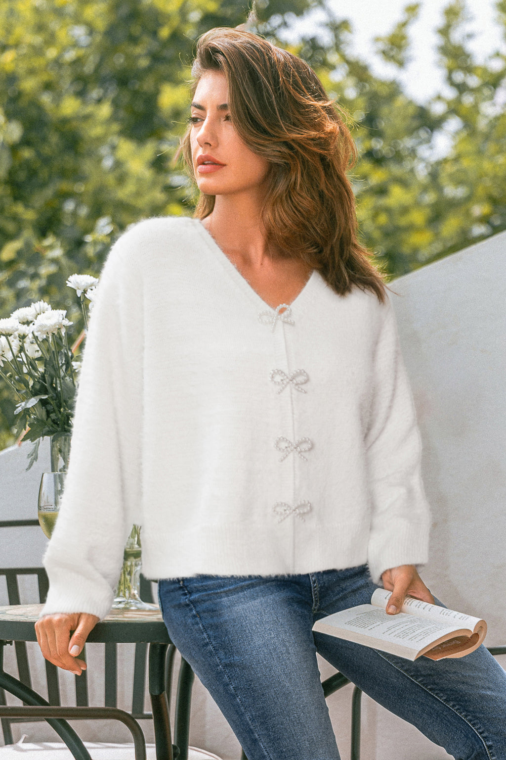 Autumn Glow White Cardigan