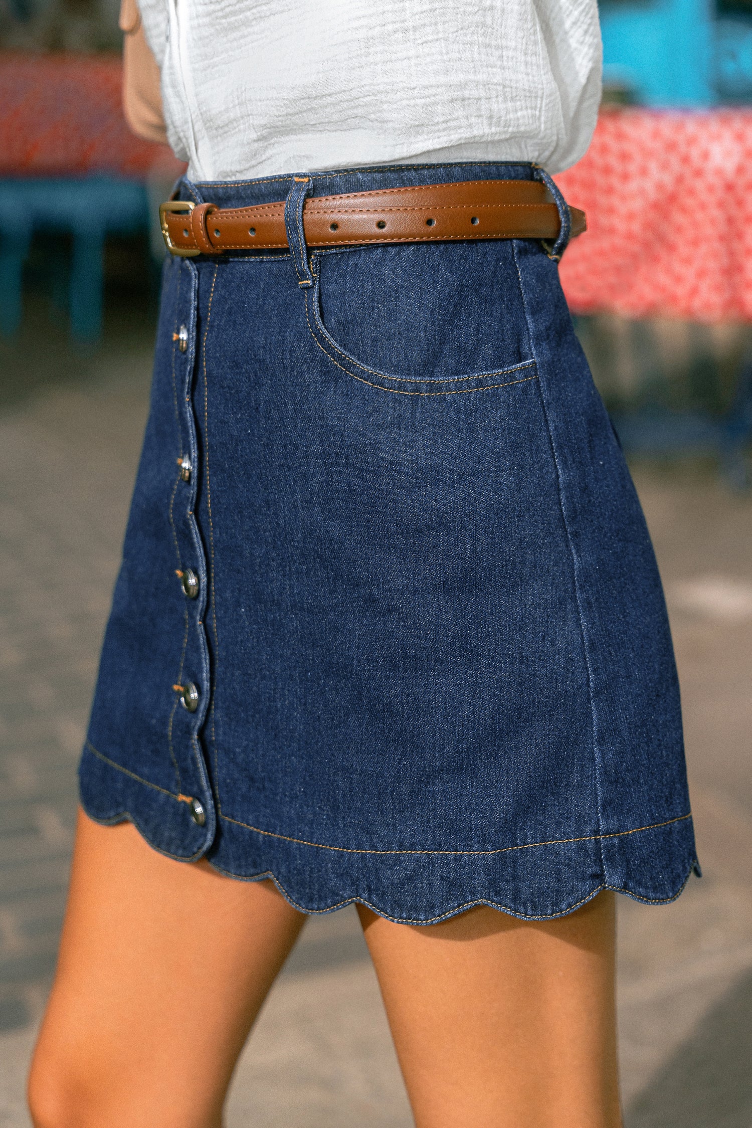 Round & Round Blue Mini Skirt