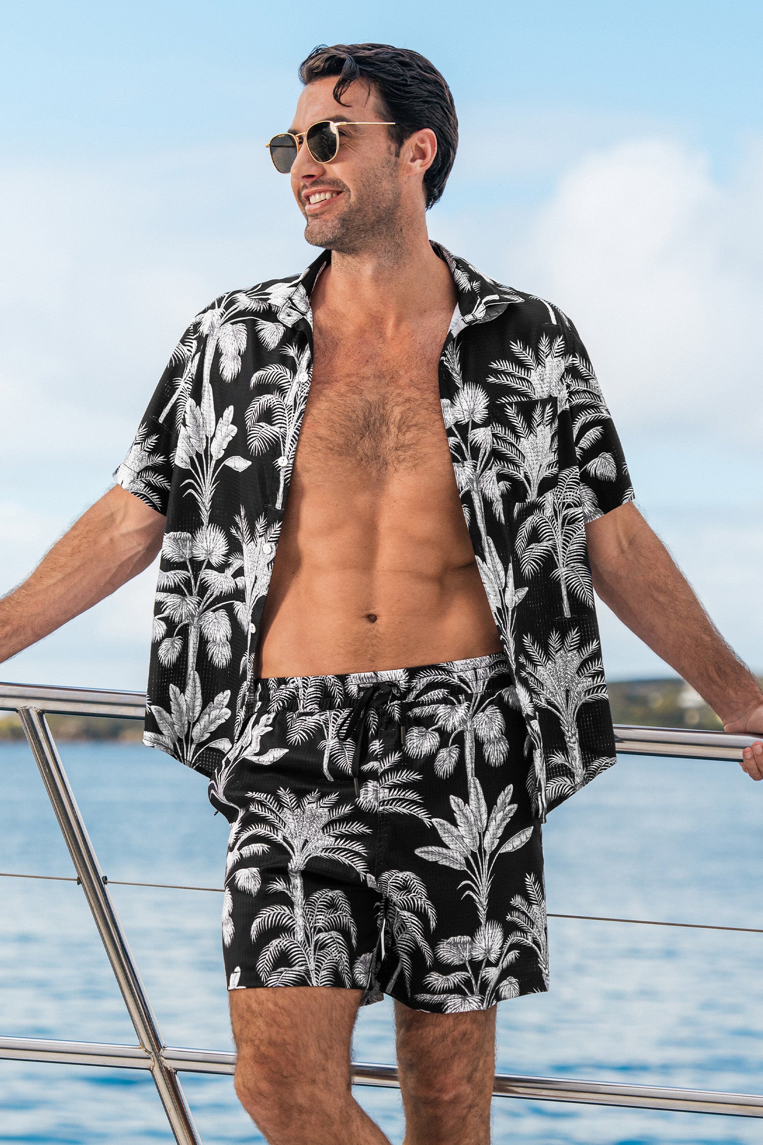 Contrast Palms Tropical Shirt