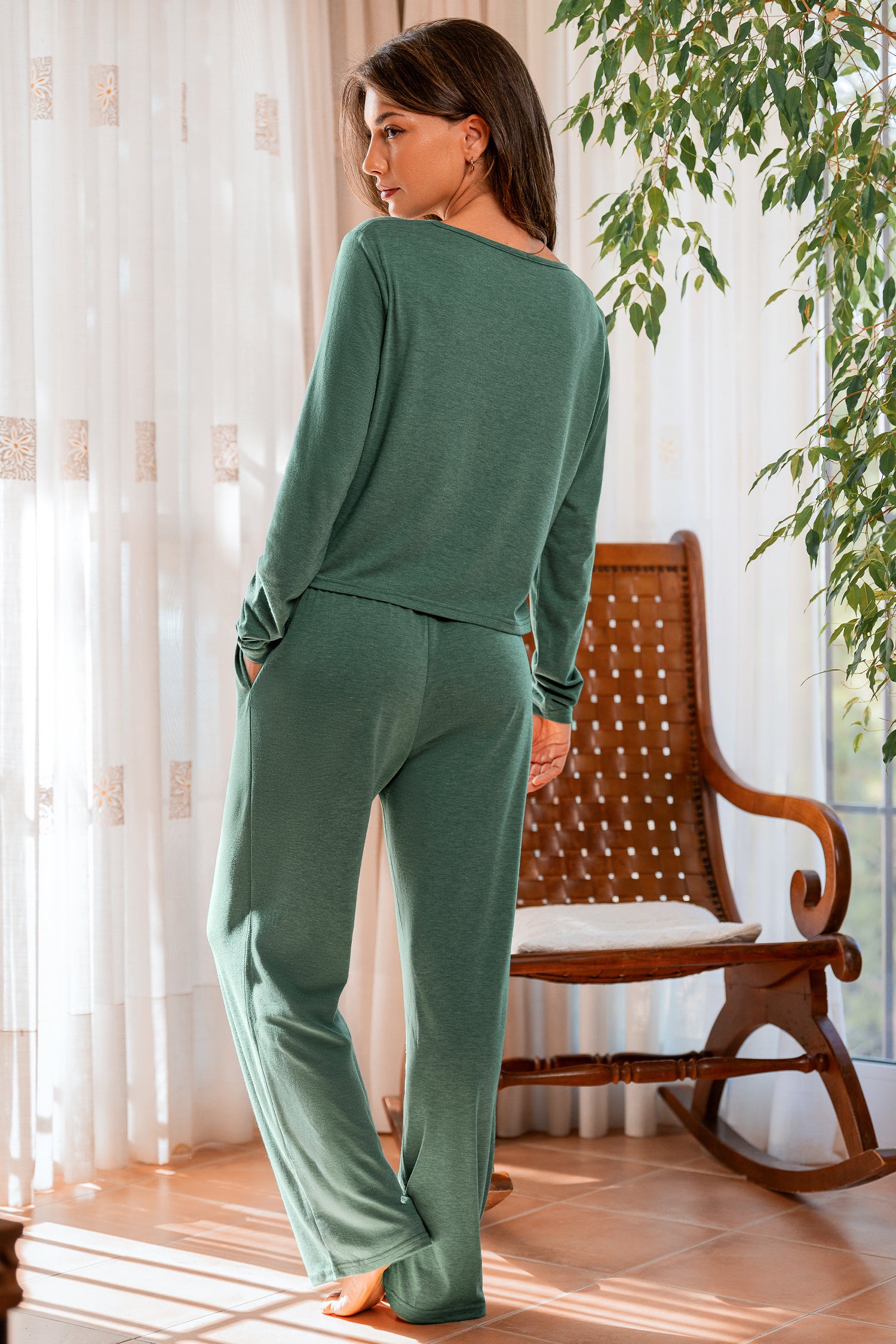 Wake Up Call Green Pajama Set