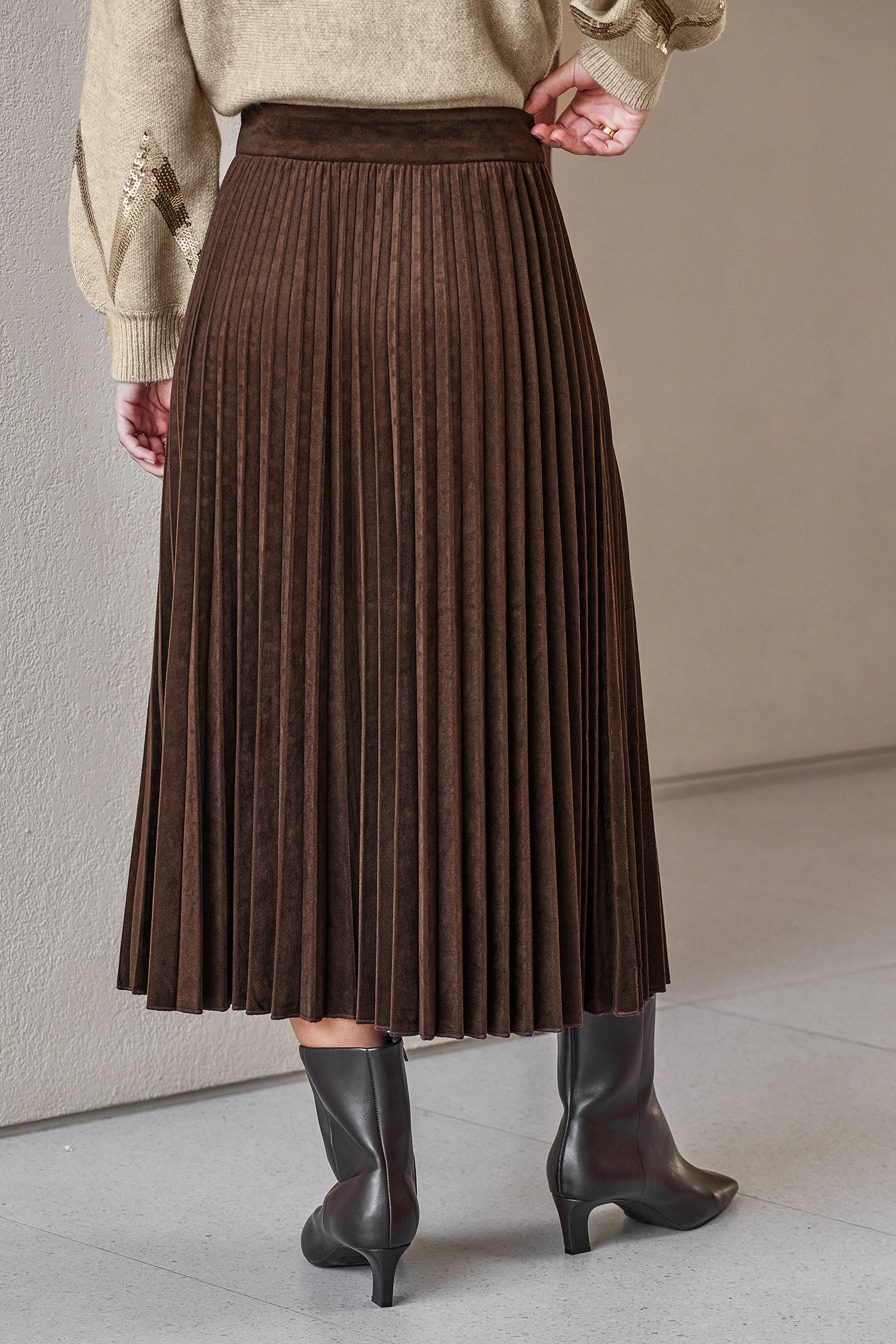 Sweet Routine Brown Midi Skirt