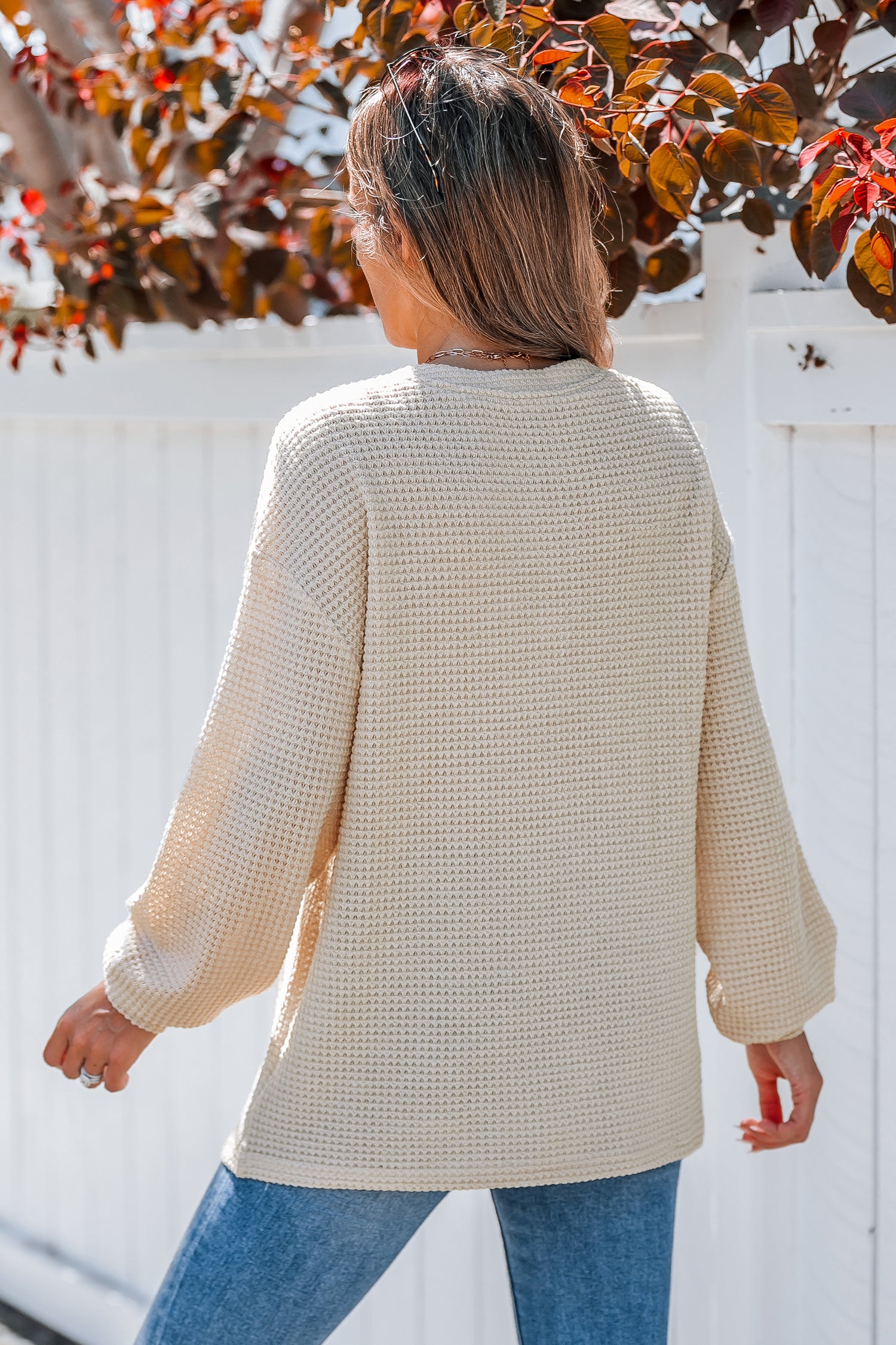 Khaki Knit V-Neck Front Button Tee
