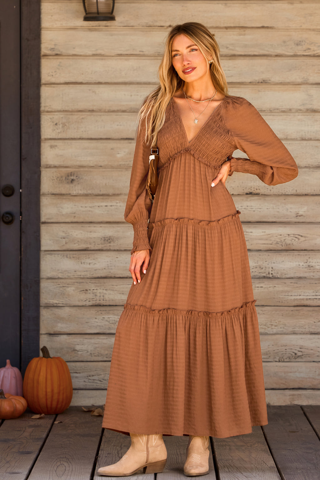 Rustic Charm Orange Maxi Dress