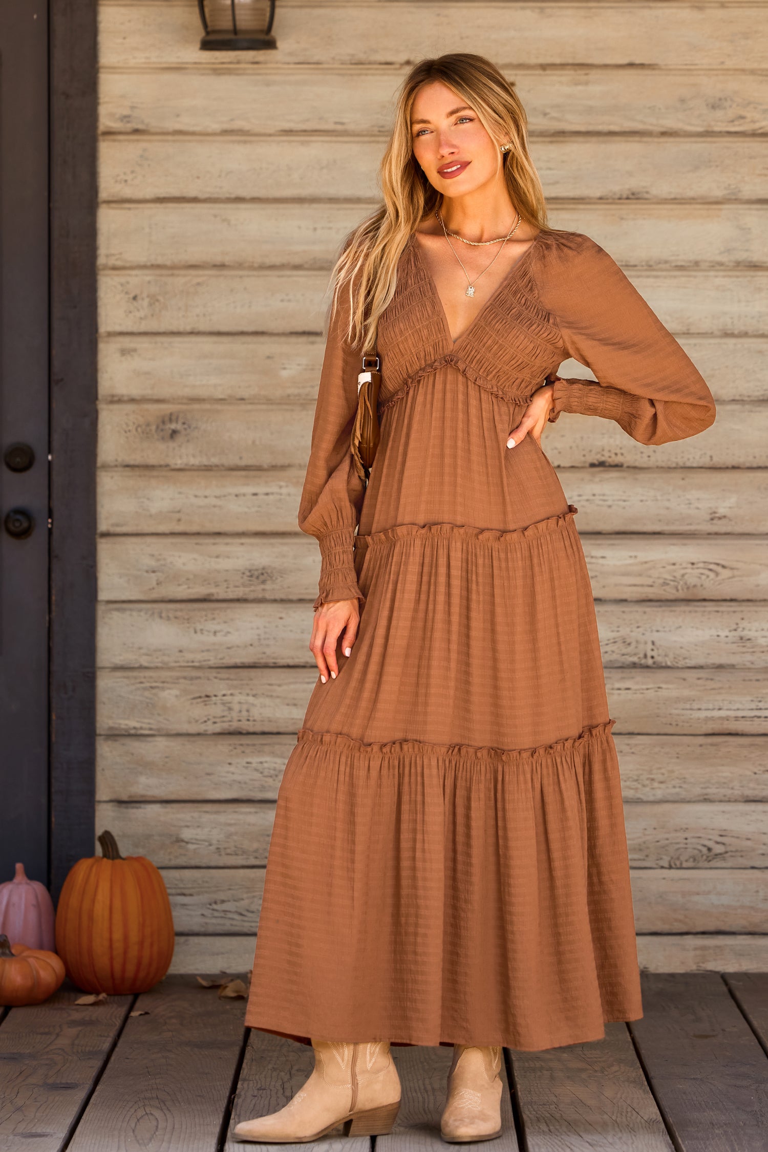 Rustic Charm Orange Maxi Dress