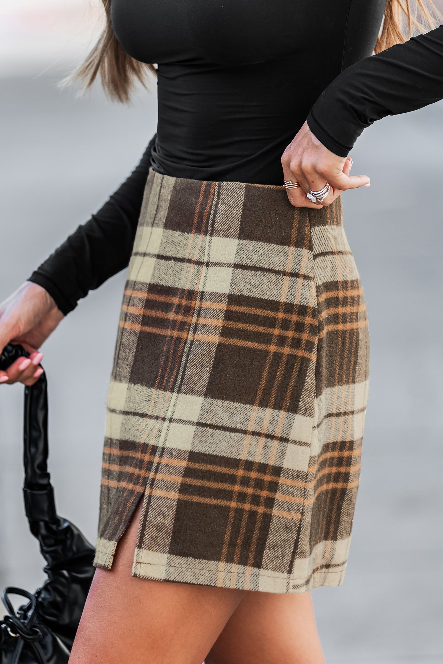 Caramel Drizzle Plaid Mini Skirt