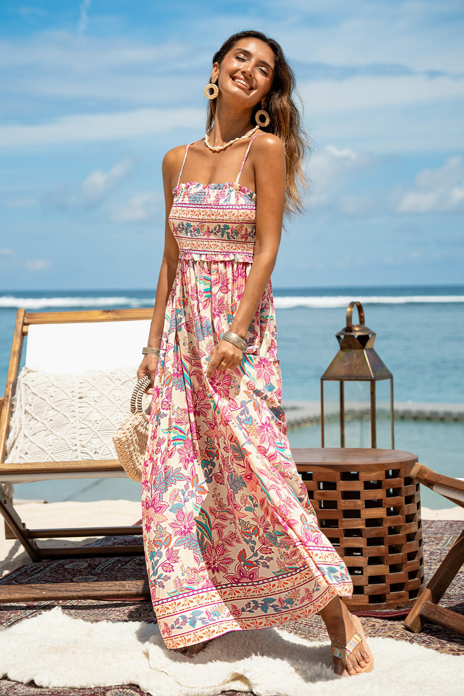 Papaya Punch Floral Maxi Dress