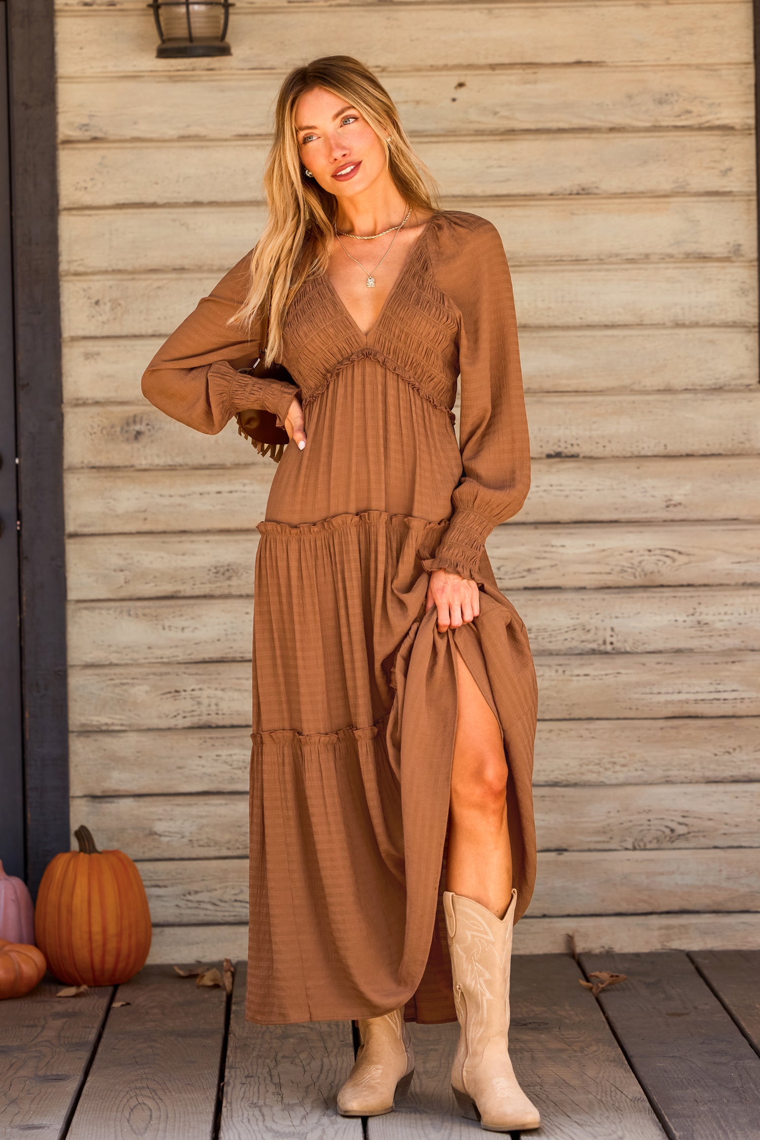 Rustic Charm Orange Maxi Dress