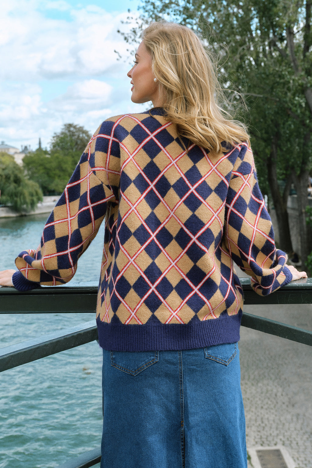 Varsity Vibes Argyle Cardigan
