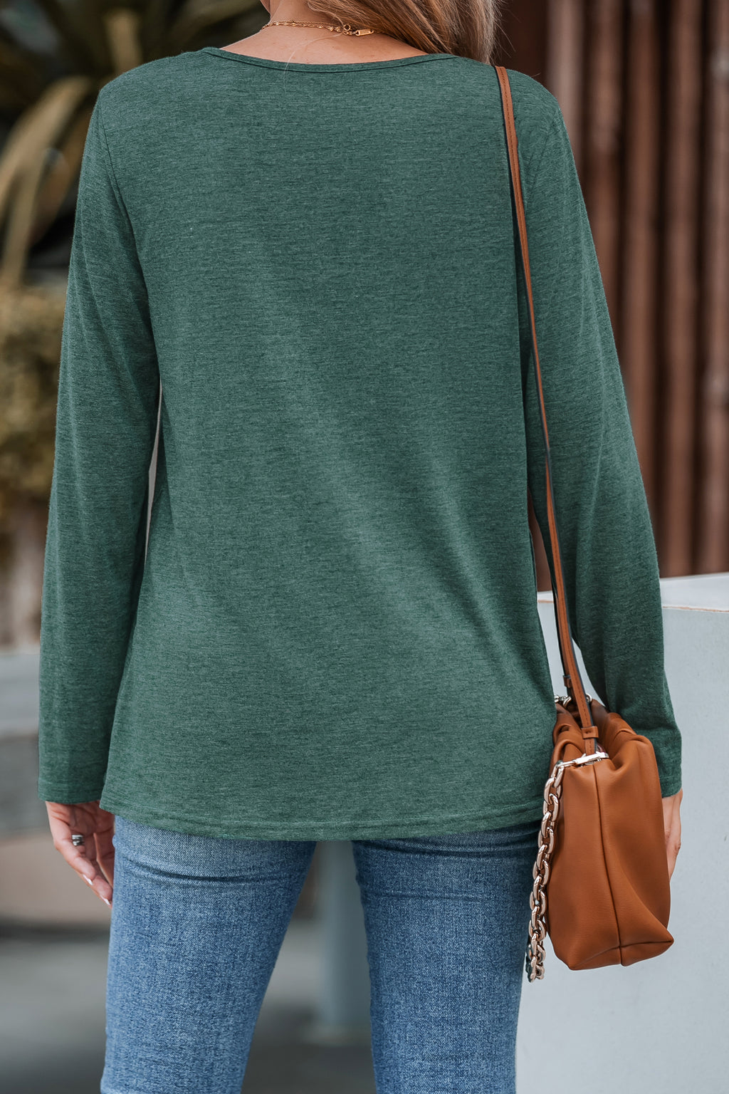 Slub Knit Long Sleeve Henley Tee