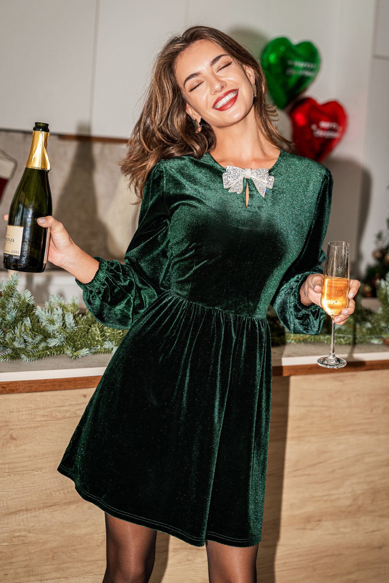 Festive Fling Green Mini Dress