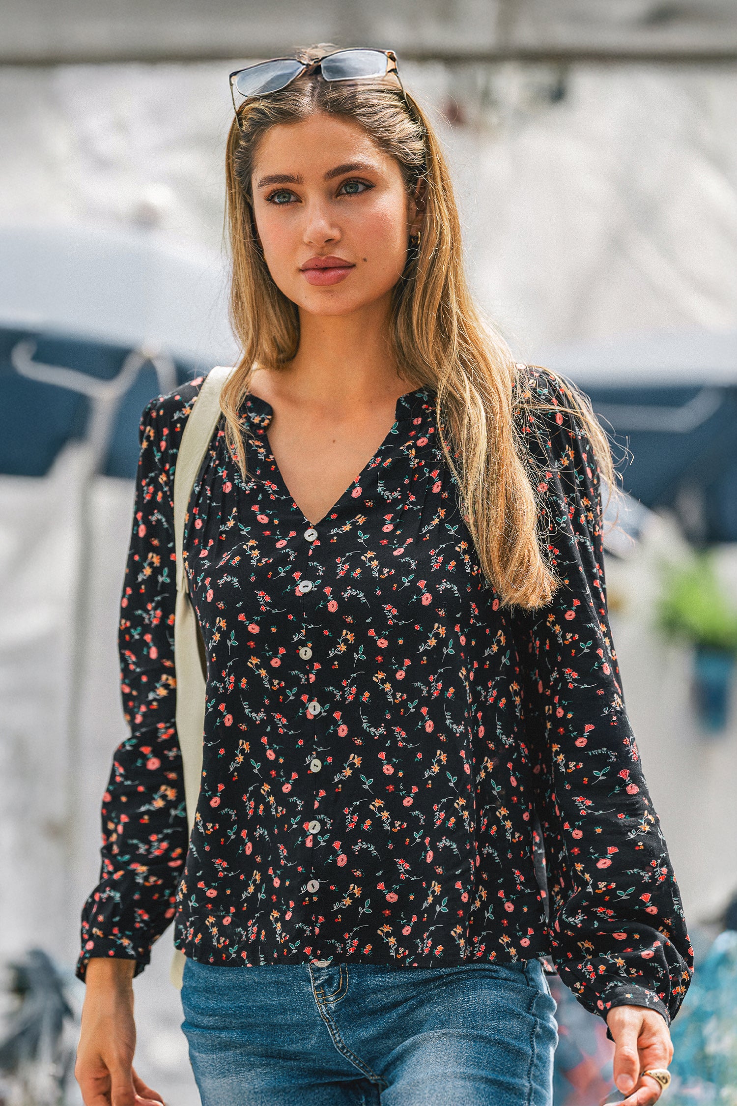 Shadow Bloom Floral Blouse