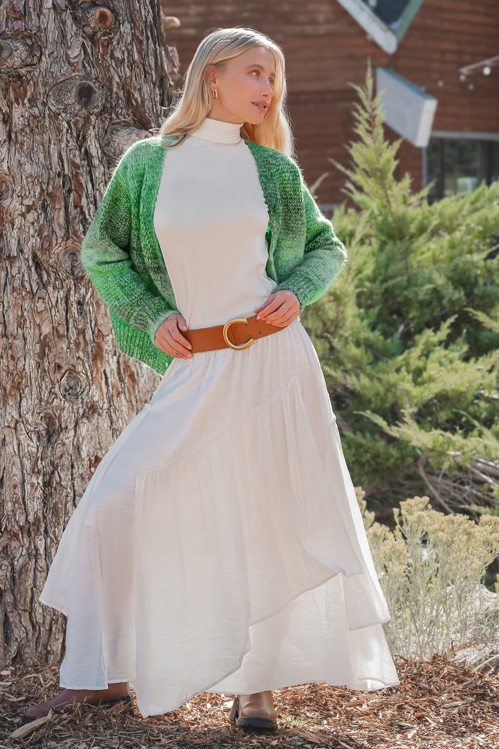 Green Knit Long Sleeve Front Button Cardigan