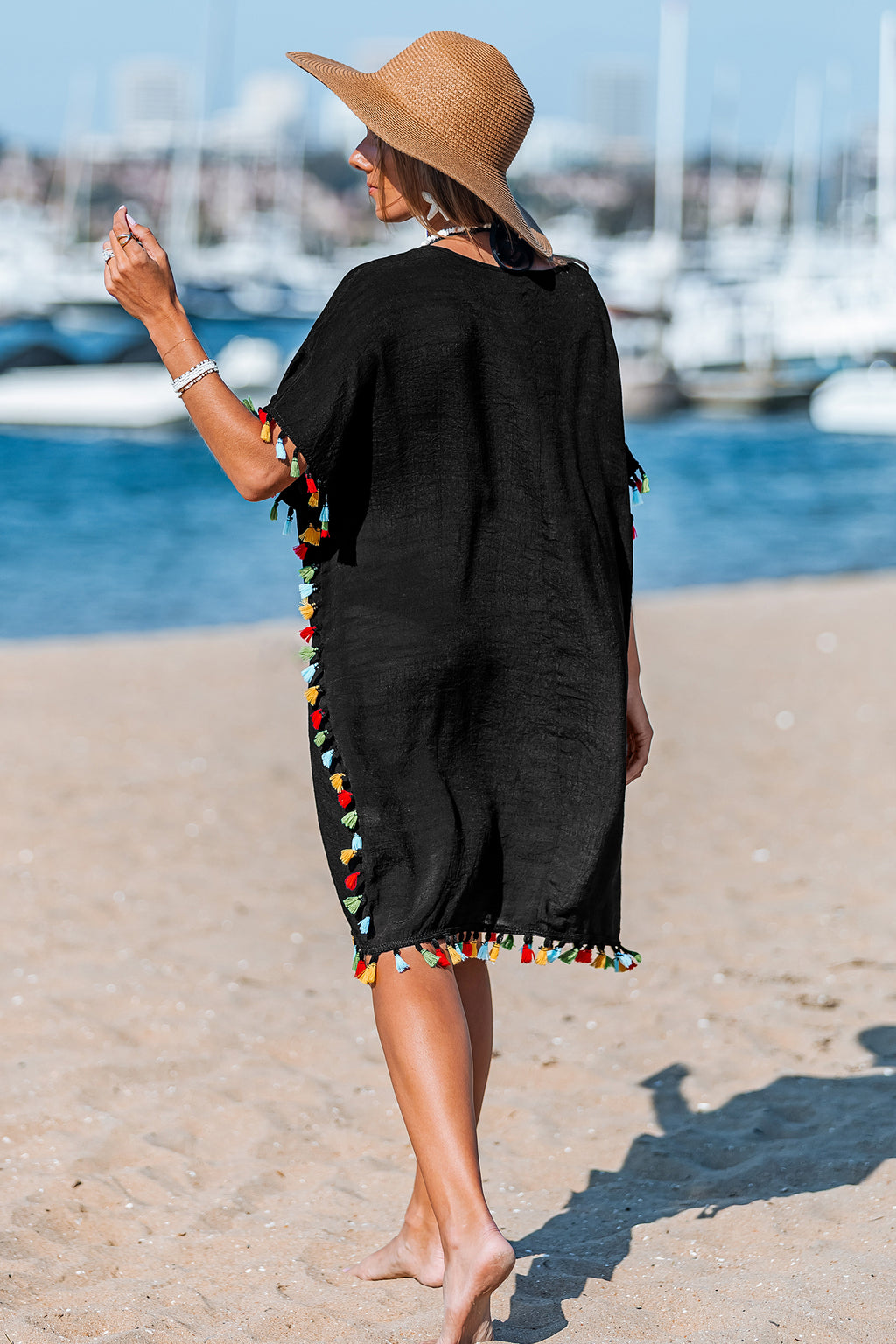 Sunset Solstice Black Cover-Up Mini Dress