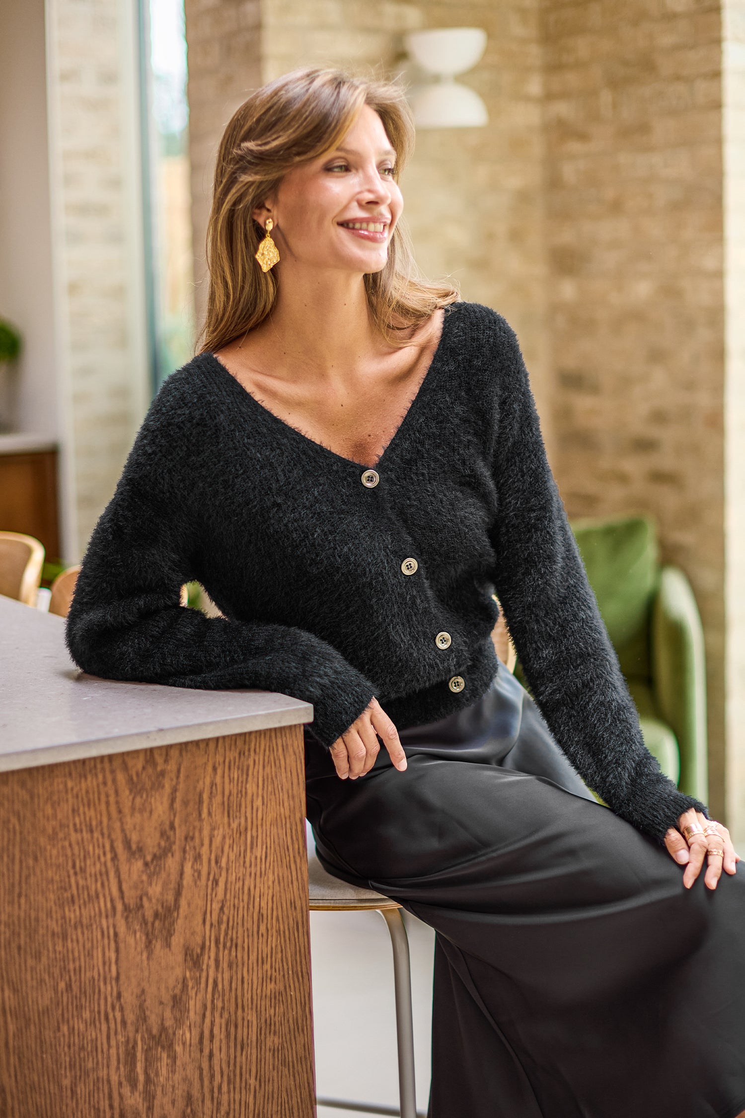 Cozy Glow Black Cardigan